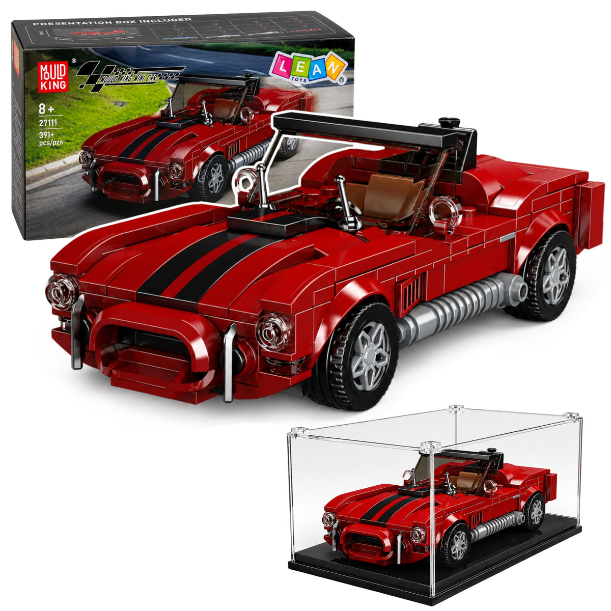 Construction Bricks Classic Car S.cobra Röd Vitrine 391 st.