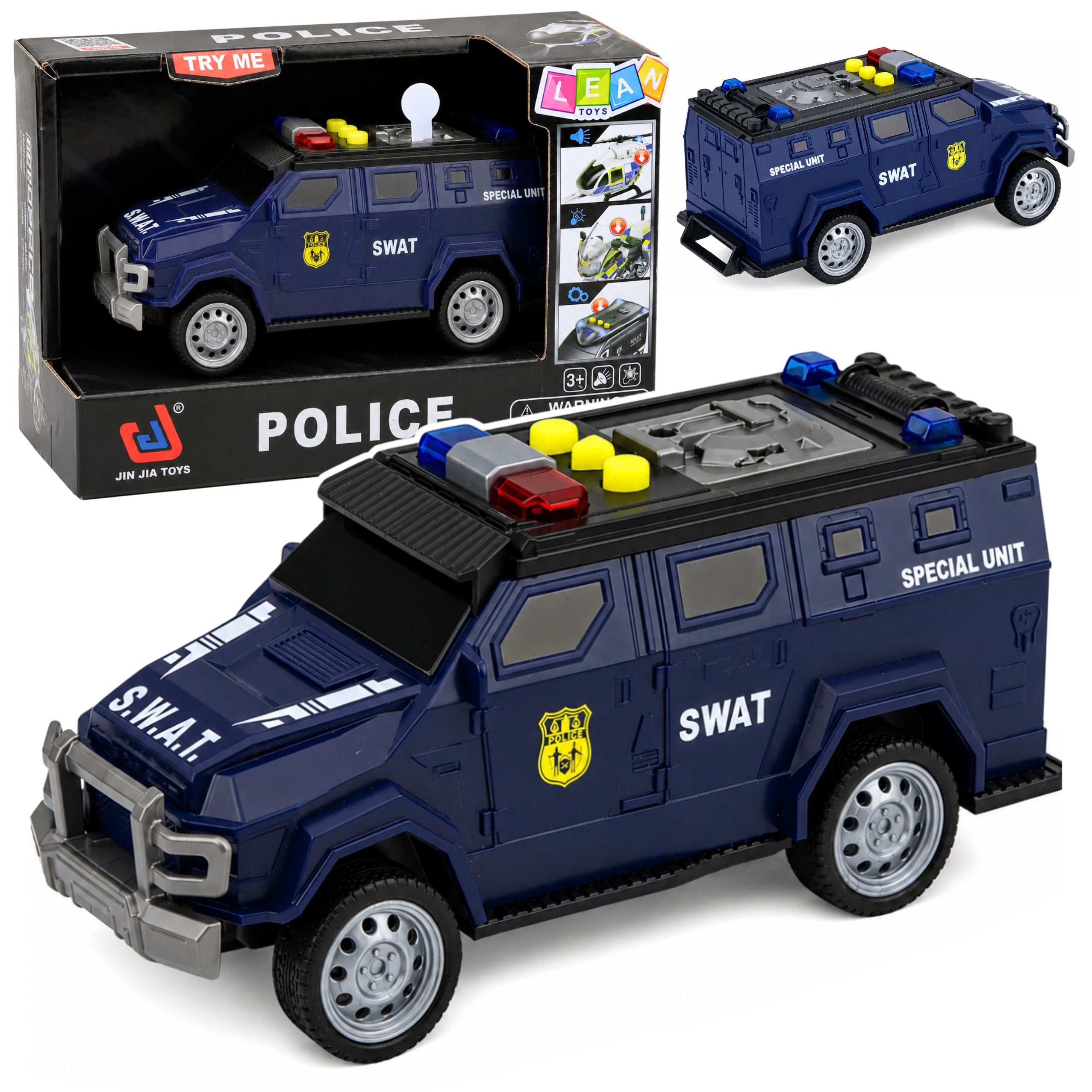Car Special Unit Vehicle Swat Lights Sounds Navy Blue 1:32