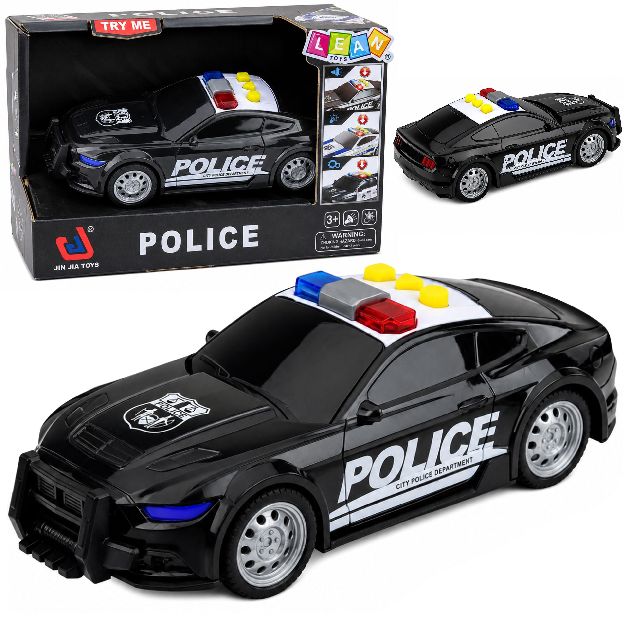 Car Police Car Lights Sounds Black 1:32