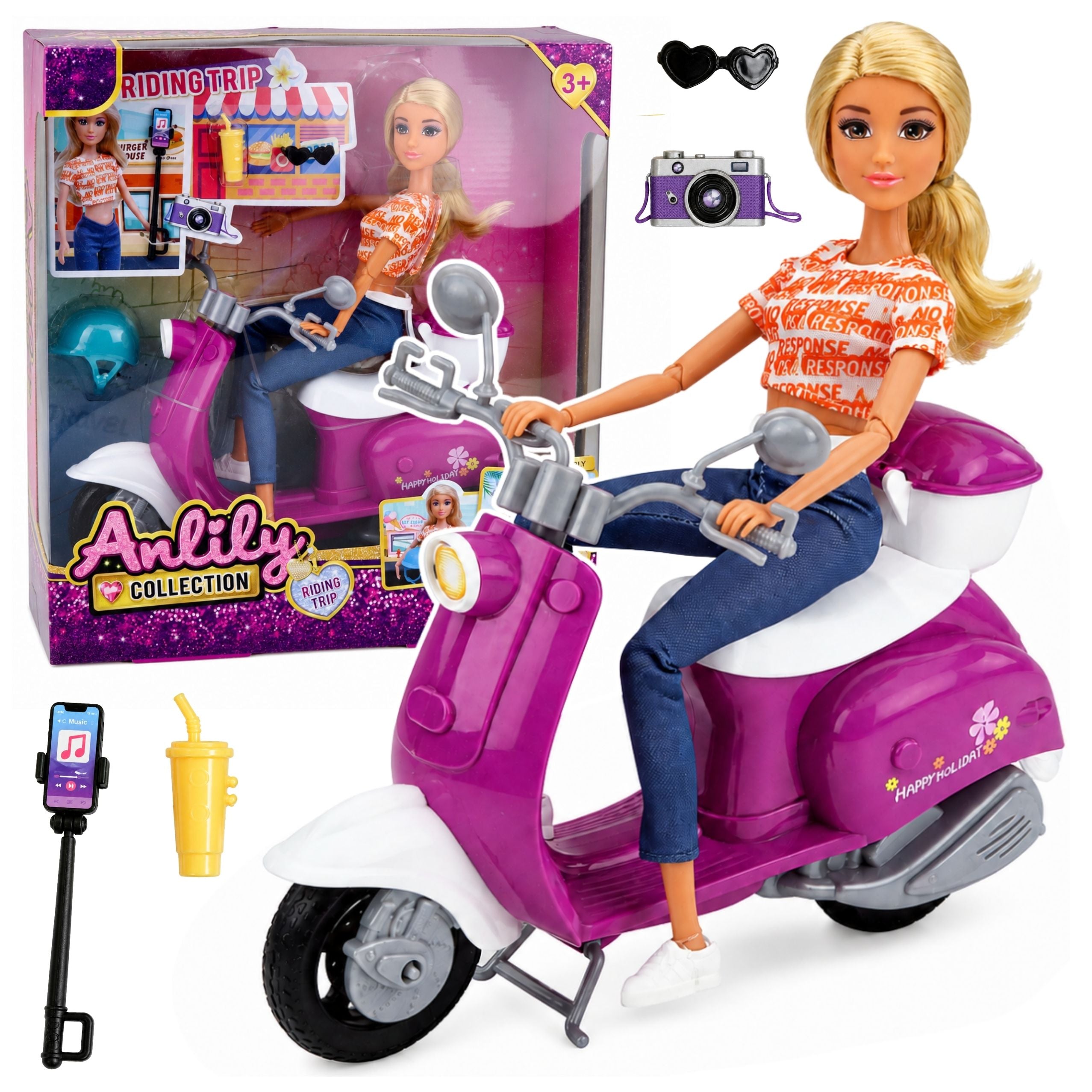 Anlily Traveler Doll On Scooter Brillen-Telefonhalter-Zubehör