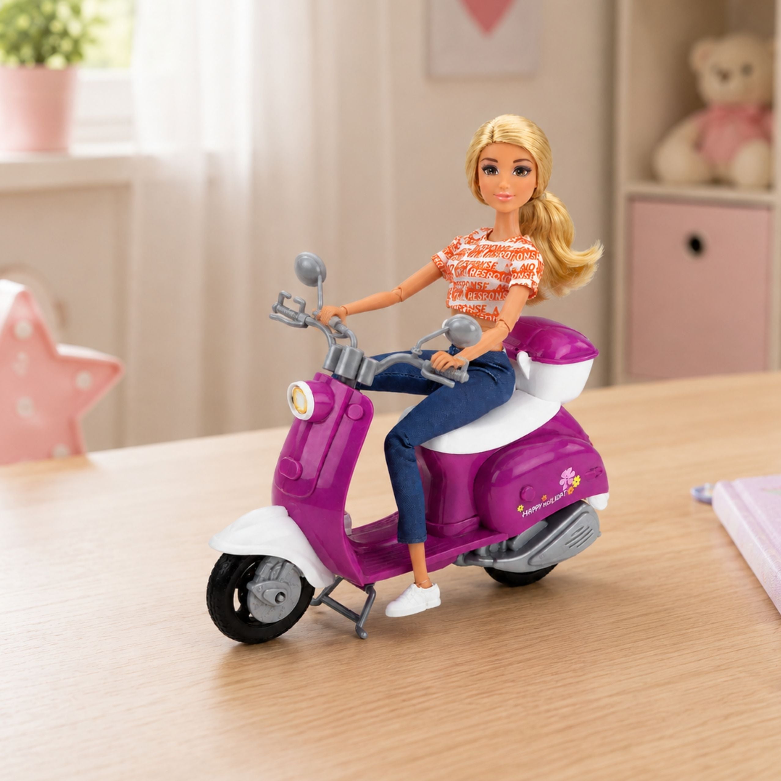 Anlily Traveler Doll On Scooter Glasses Phone Holder Accessories
