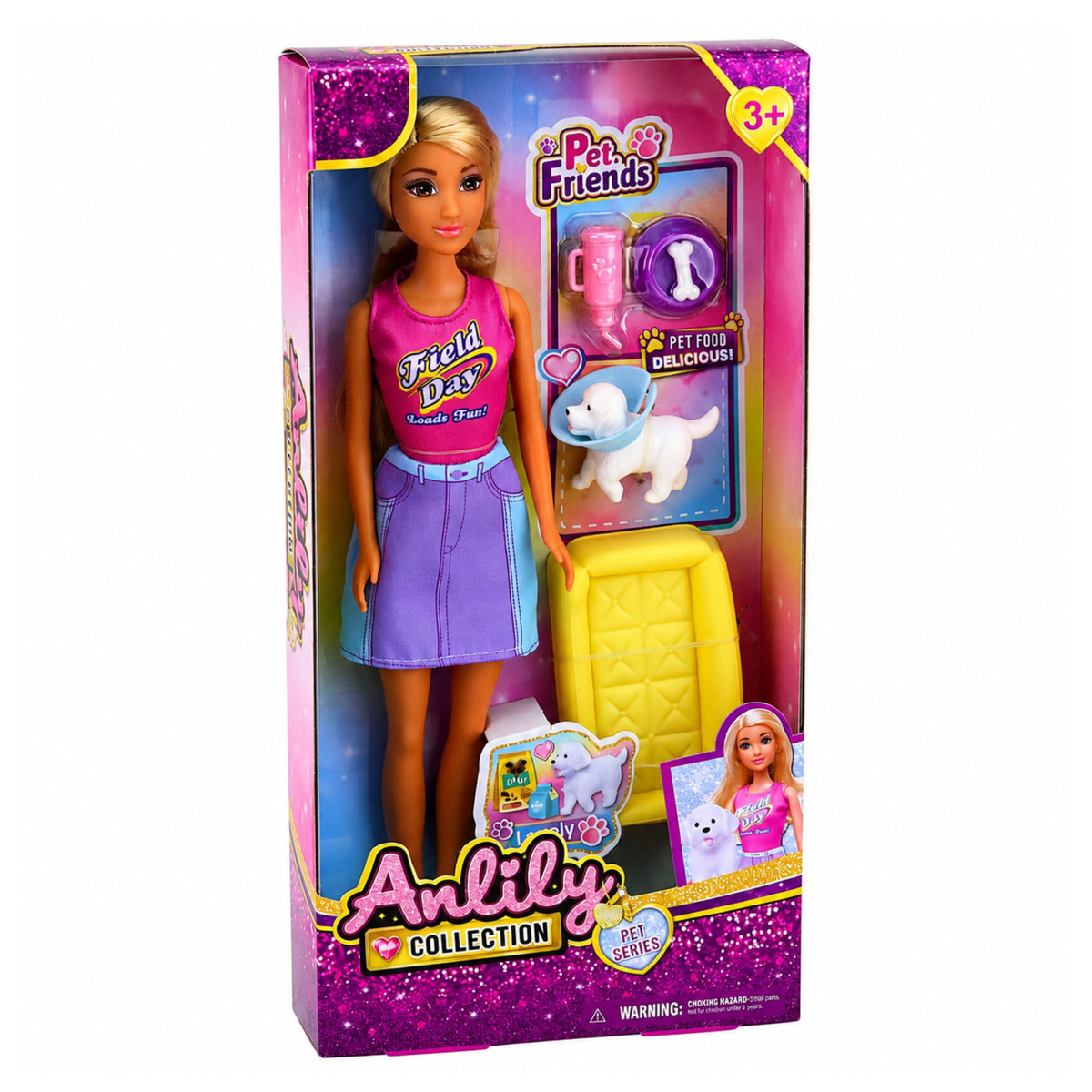 Anlily Doll With A White Dog In A Collar Bed And Accessories Set