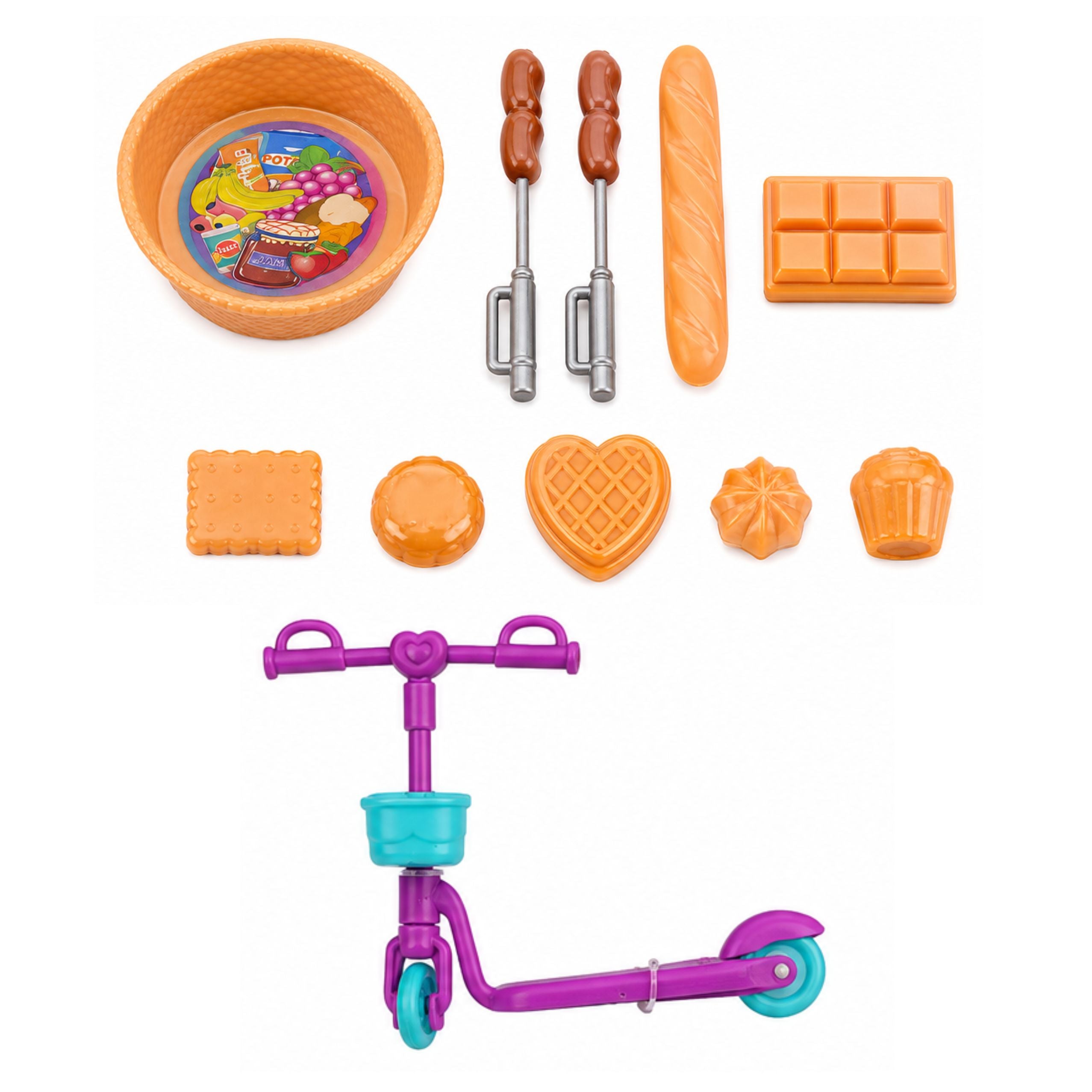 Anlily Dolls Set Family Kids Picnic Accessories Food