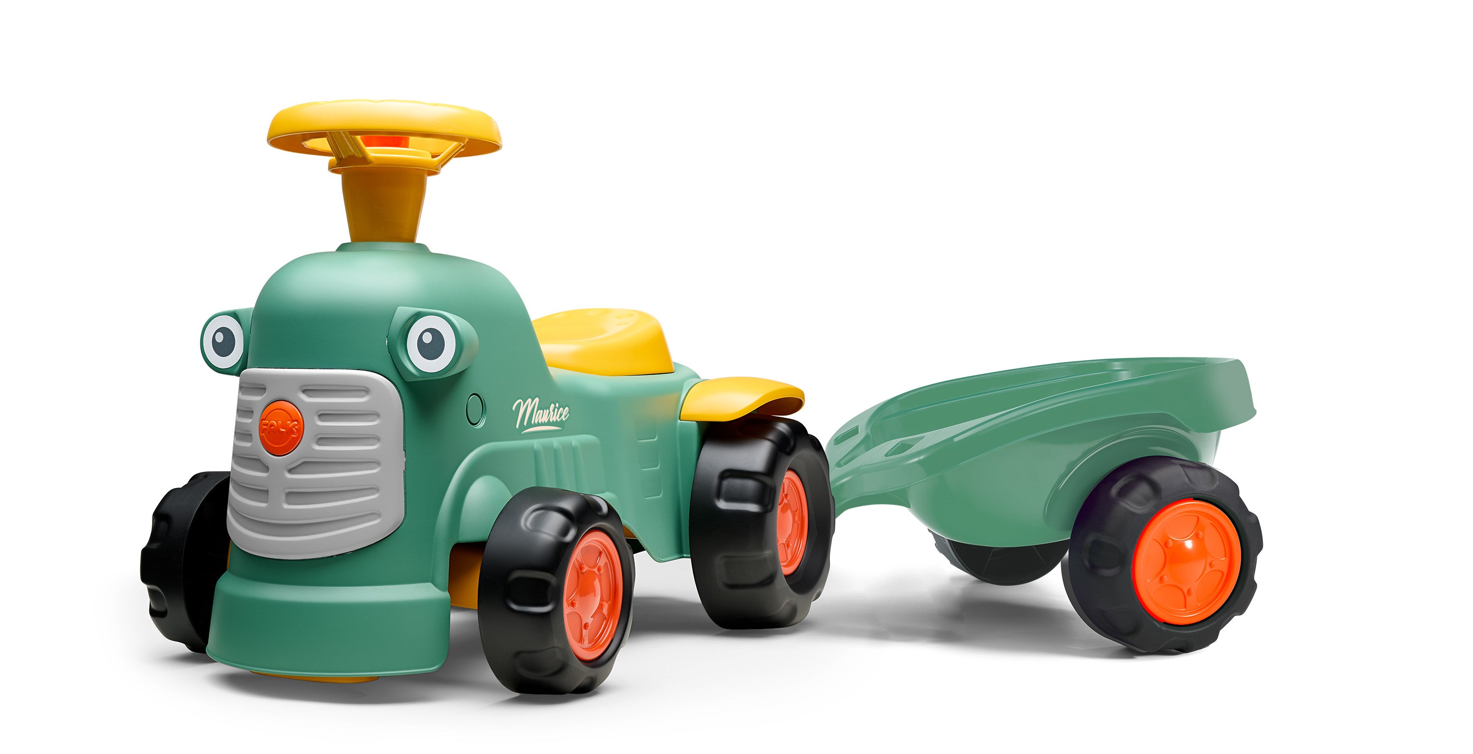 Falk Tractor Baby Maurice Green Vintage With Trailer