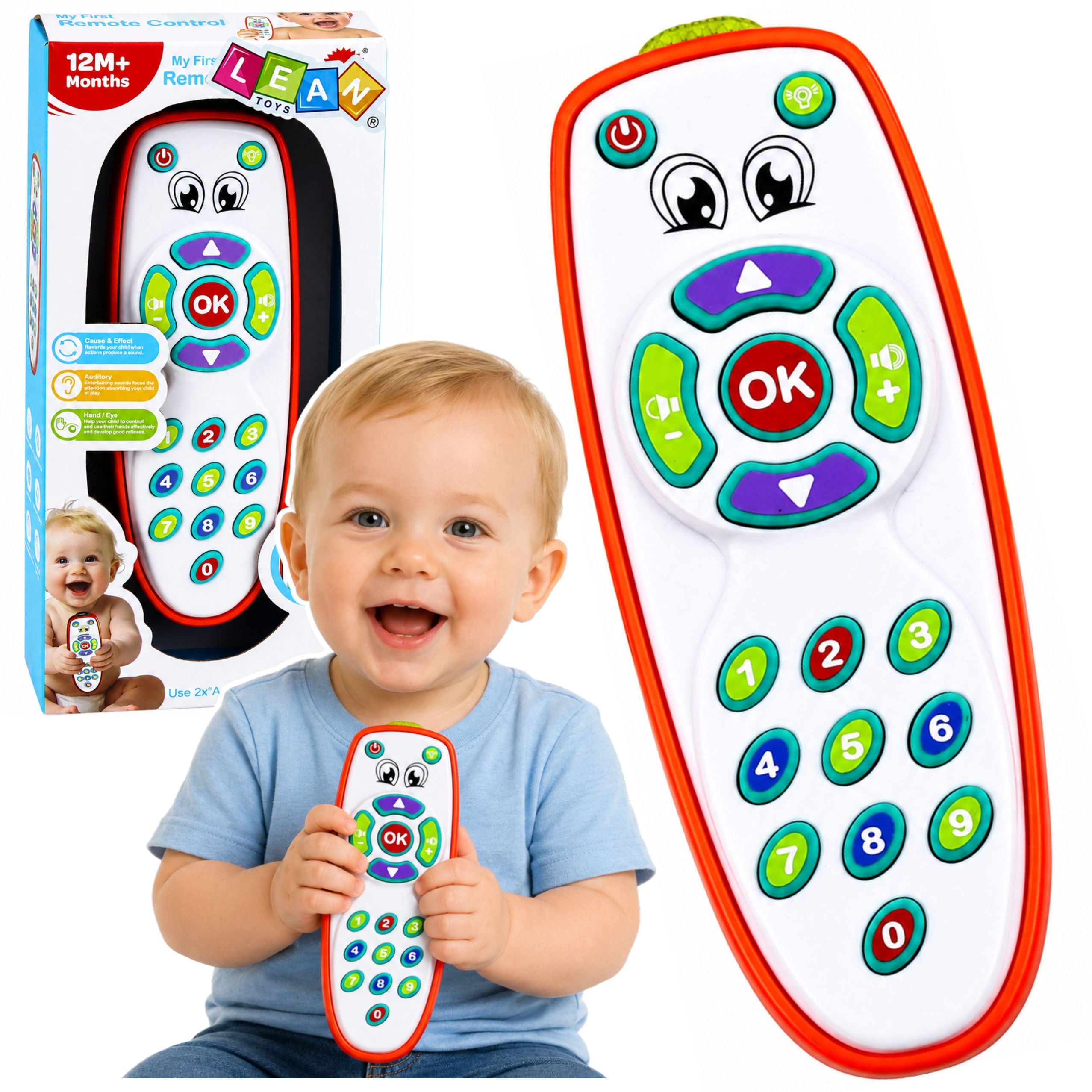 Interactive Educational Remote Control For Toddlers With Adjustable Lights And Sound