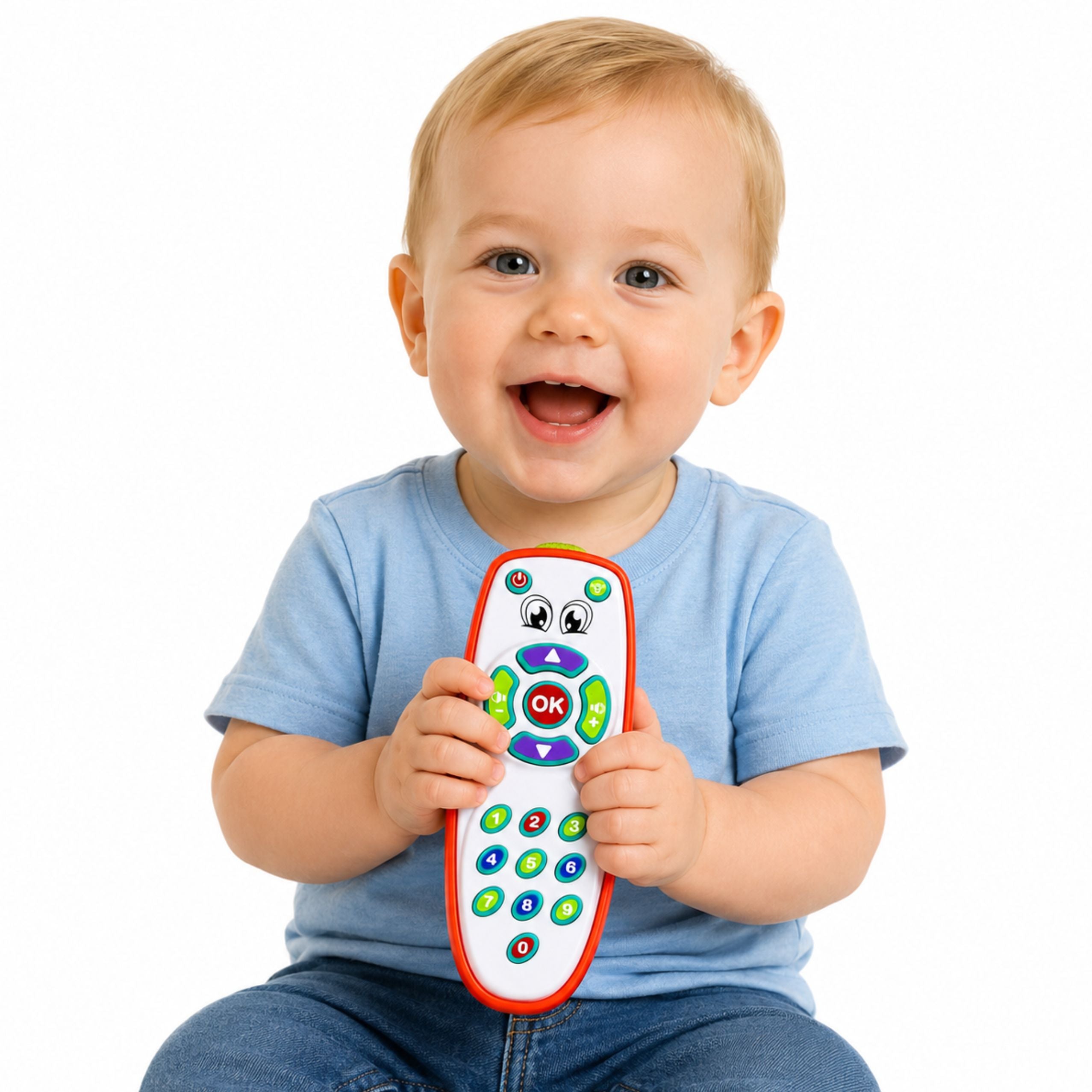 Interactive Educational Remote Control For Toddlers With Adjustable Lights And Sound