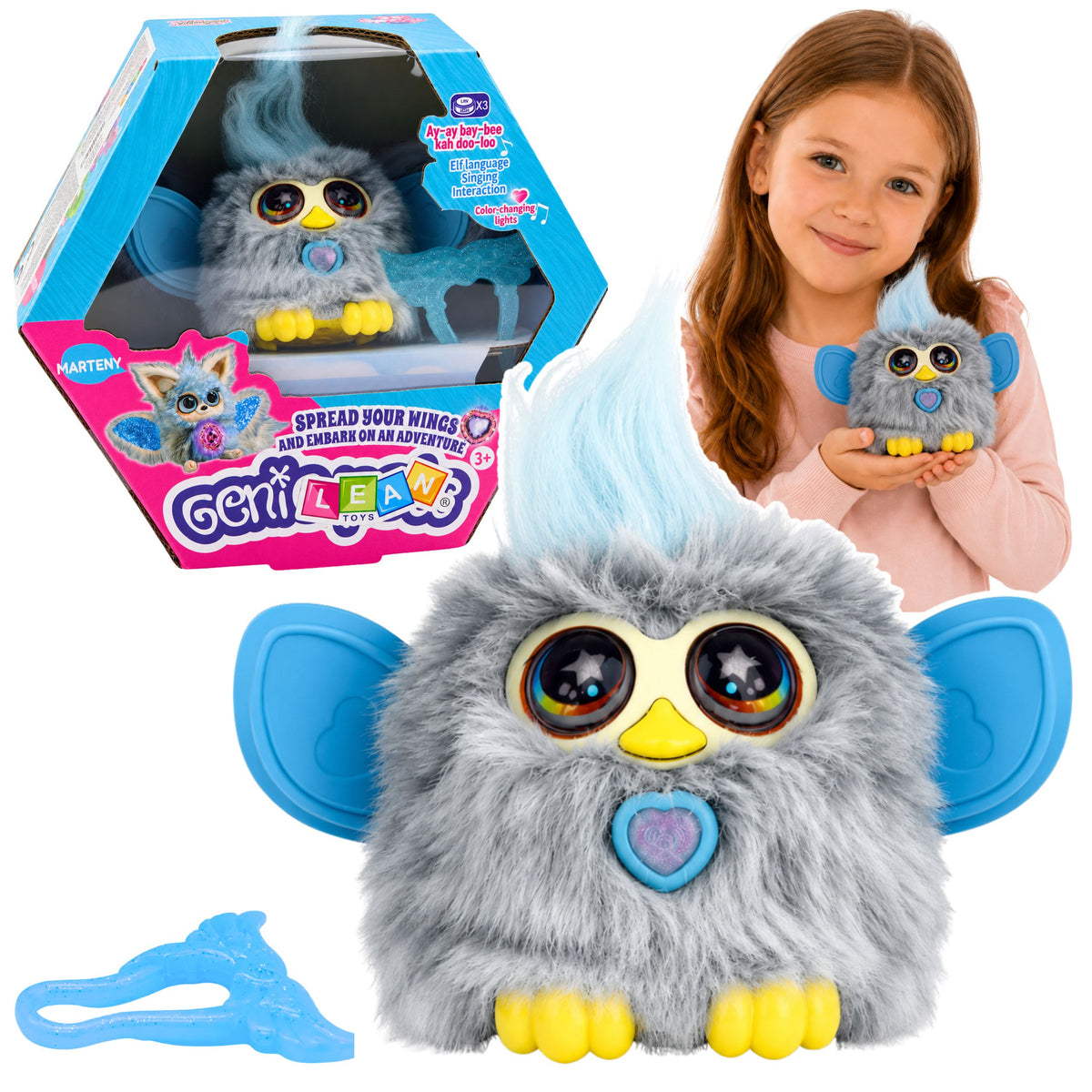Genie Pets Interactive Creature Lights & Sounds Pendant Gray