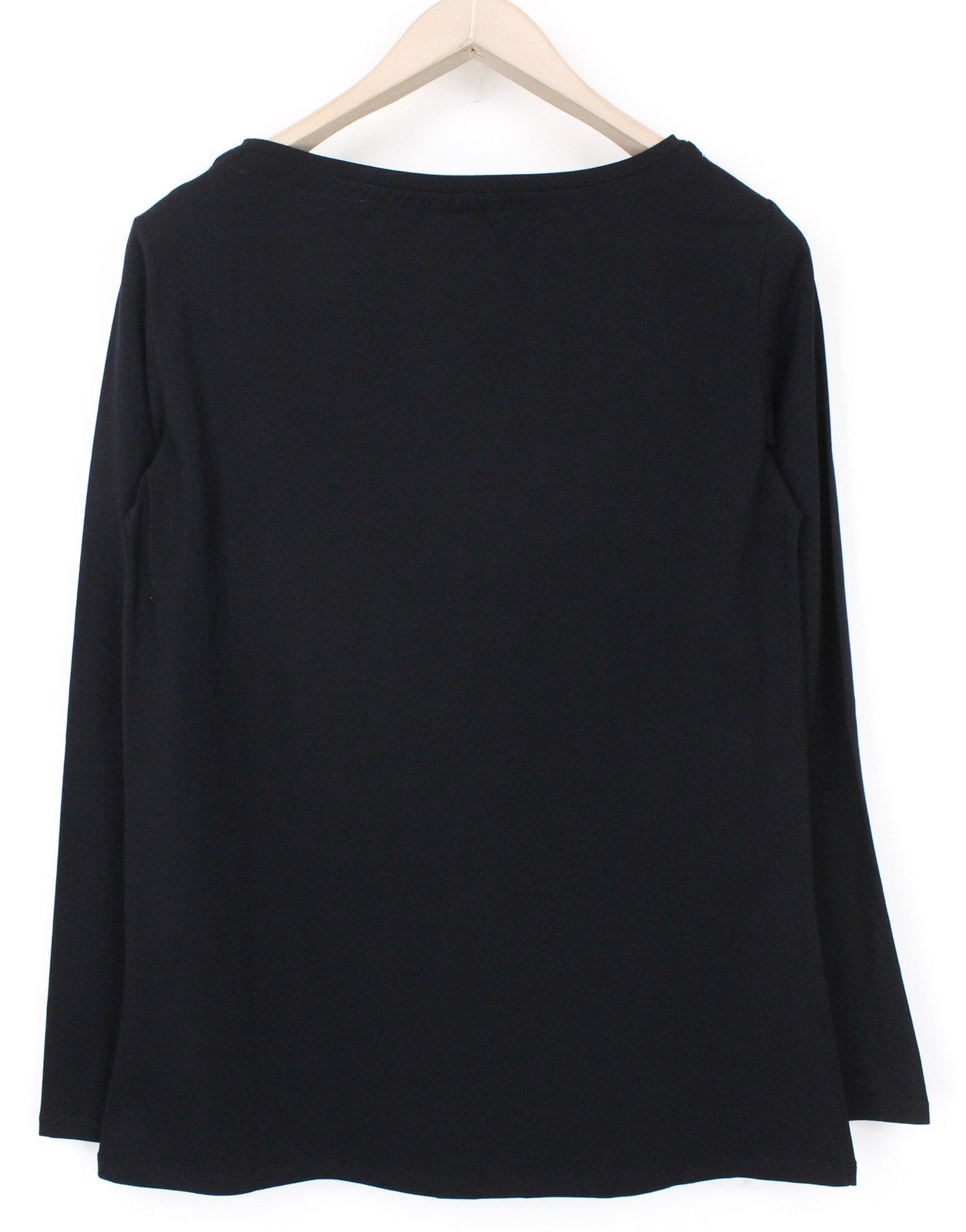 Marina Yachting Camiseta feminina preta com gola redonda e strass pull-on