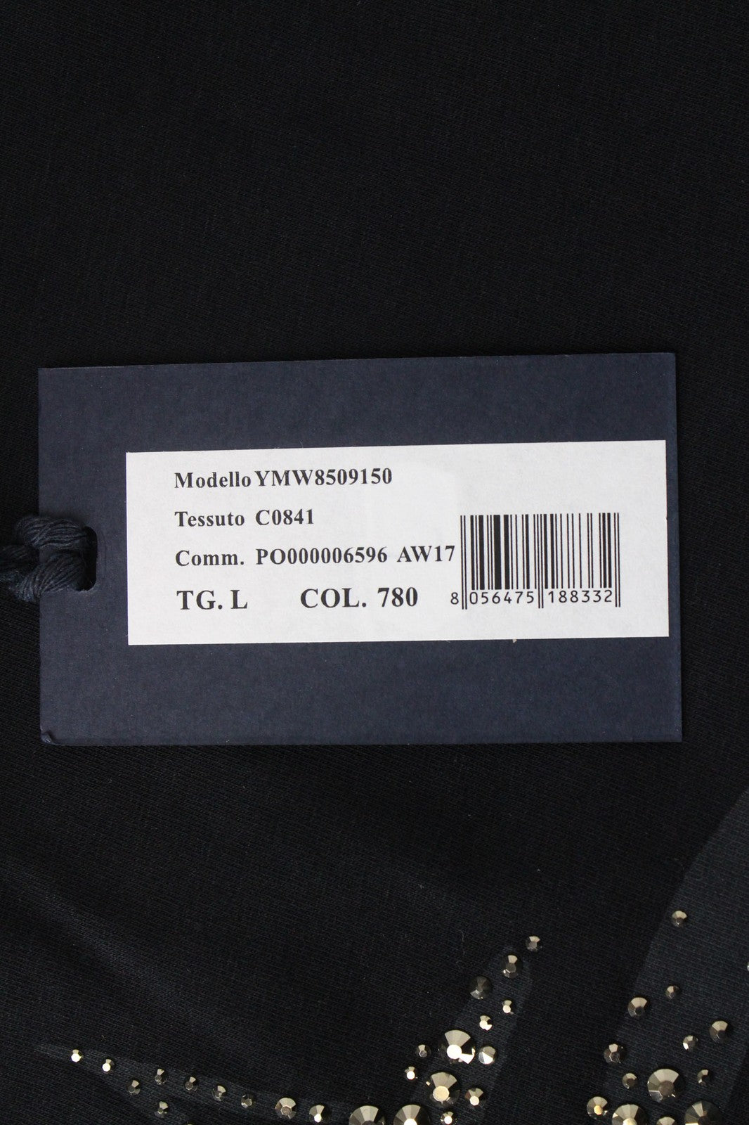 Marina Yachting Camiseta feminina preta com gola redonda e strass pull-on