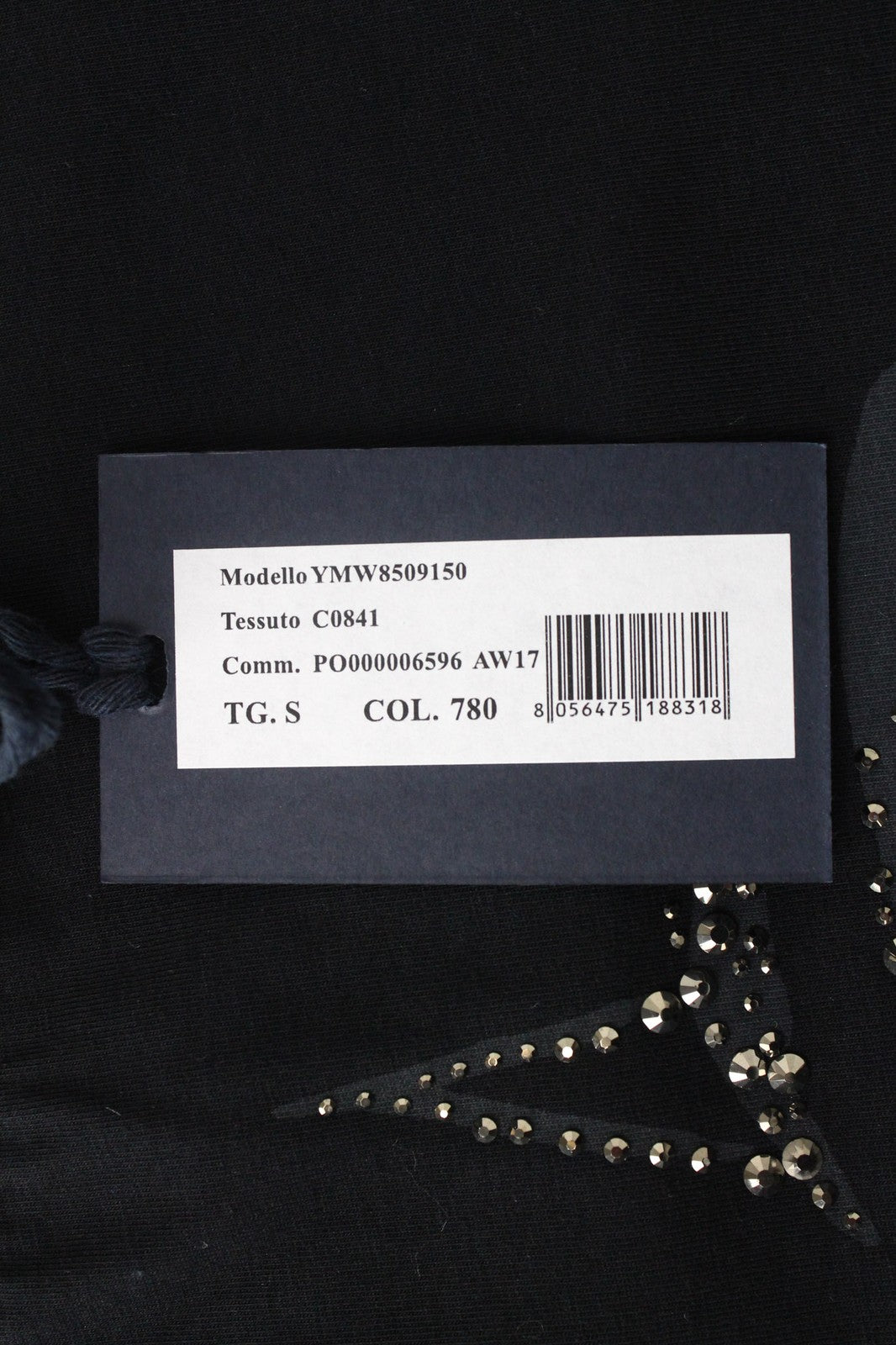 T-shirt damski Marina Yachting, czarny, bawełniany, z okrągłym dekoltem i kryształkami