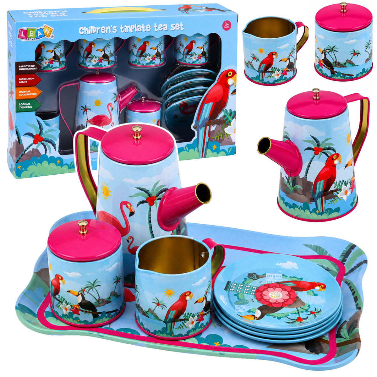 Set Ceai Cu Papagali Model Metal Exotic 12 Buc.