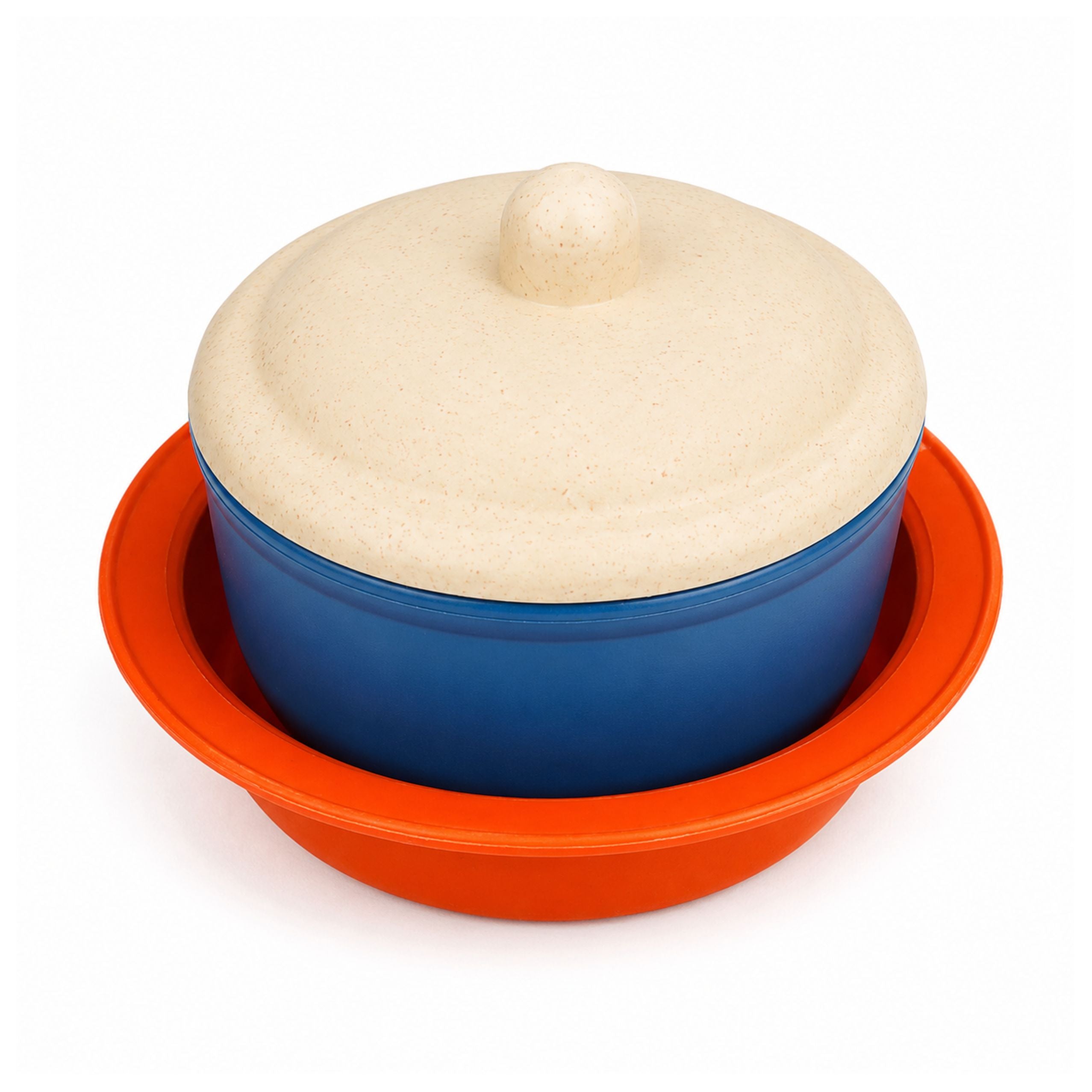 Children's Bamboo Fiber Tableware Set Blue And Orange 15 Pcs.