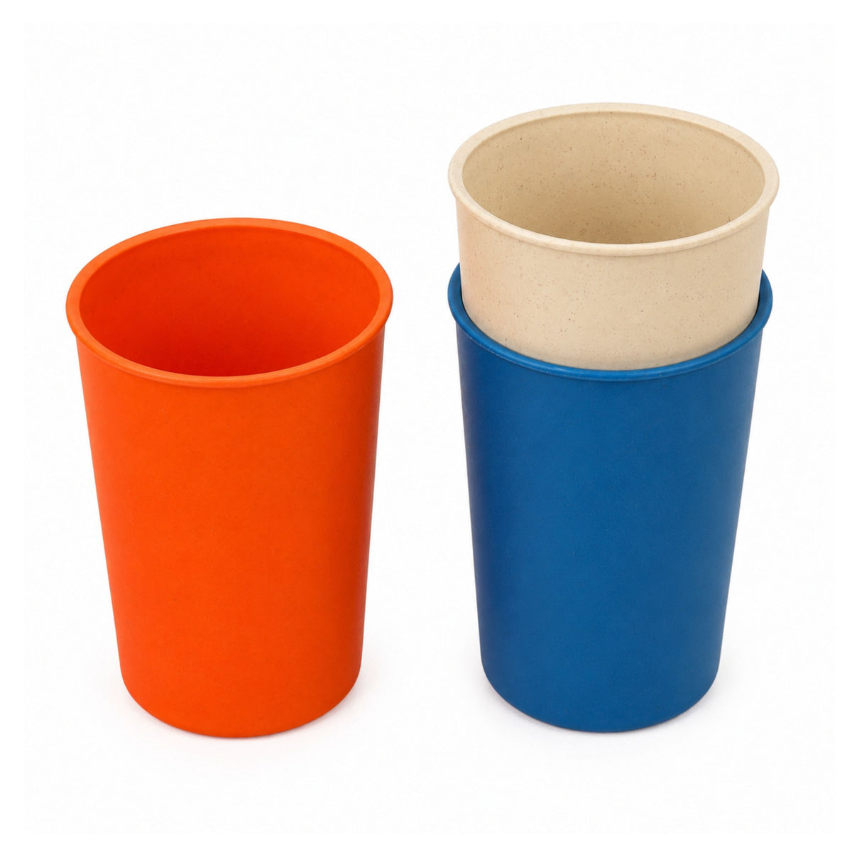 Kindergeschirr-Set aus Bambusfaser, Blau und Orange, 15-tlg.