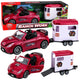 Burgundy Convertible Car With Horse Trailer Opening Doors Set