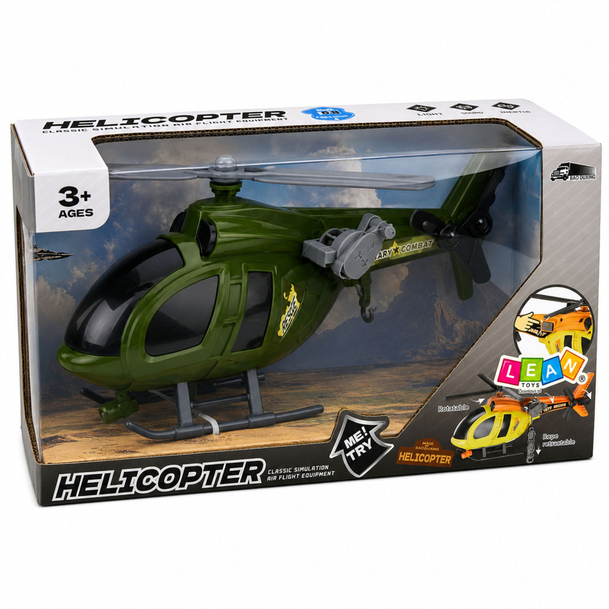 Militaire helikopter met haaklichten klinkt groen