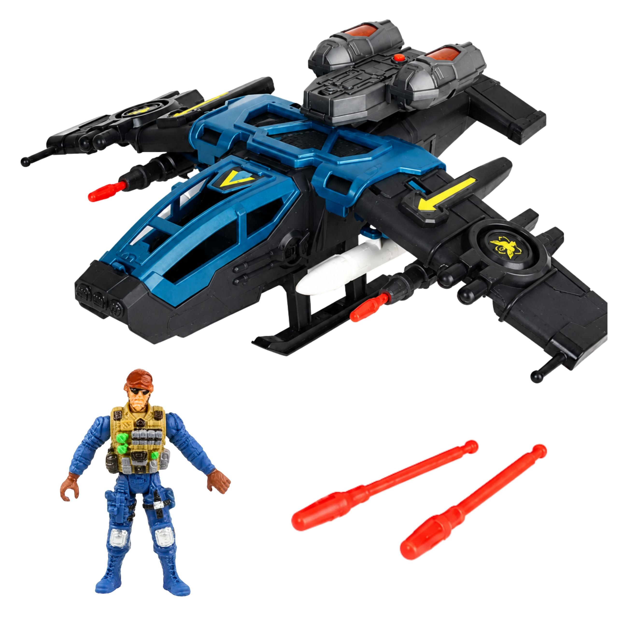 Military Attack Plane Soldier Figure Launchers Lights Sounds
