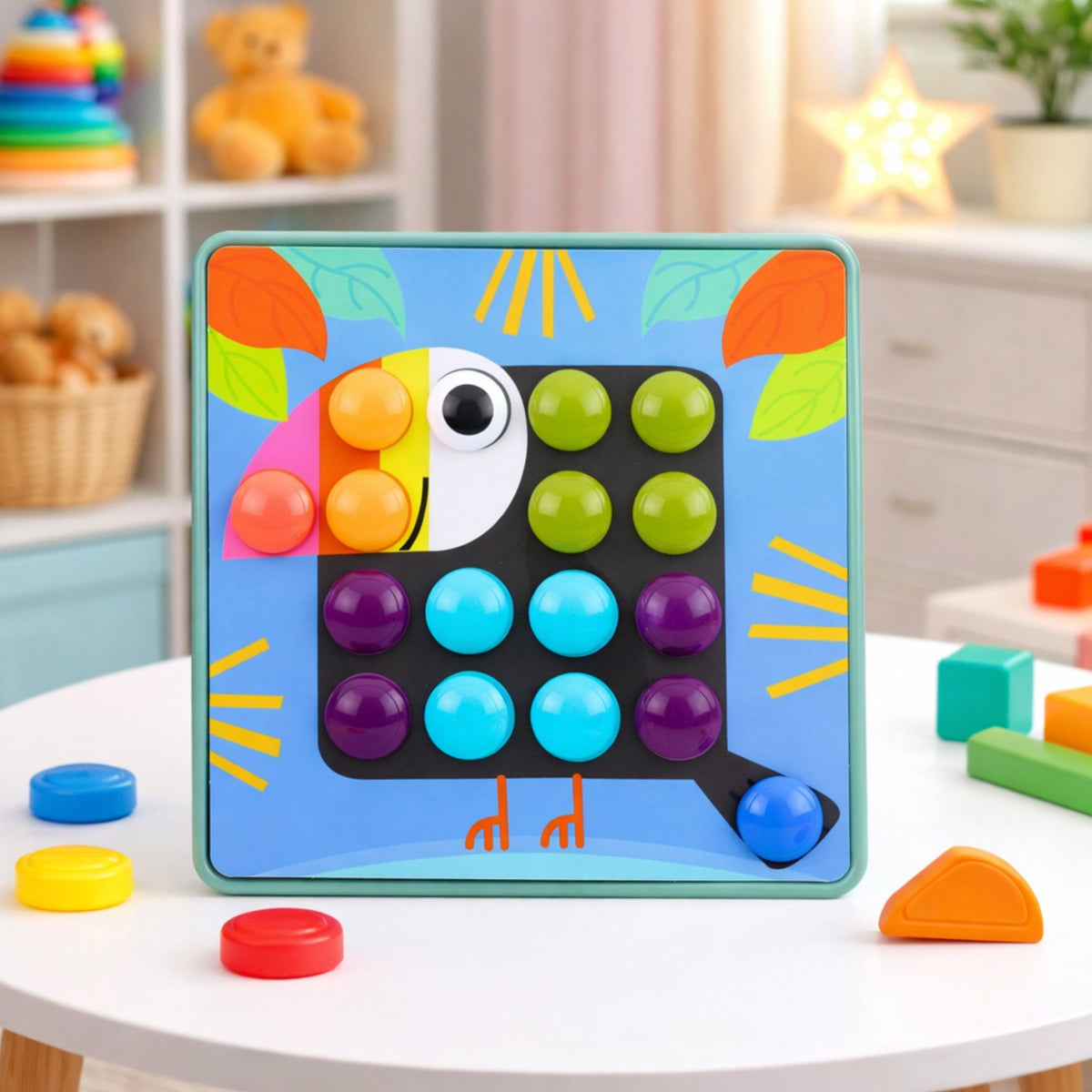 Creatieve geometrische puzzel mozaïek educatieve puzzel paddestoelen 53 stuks.