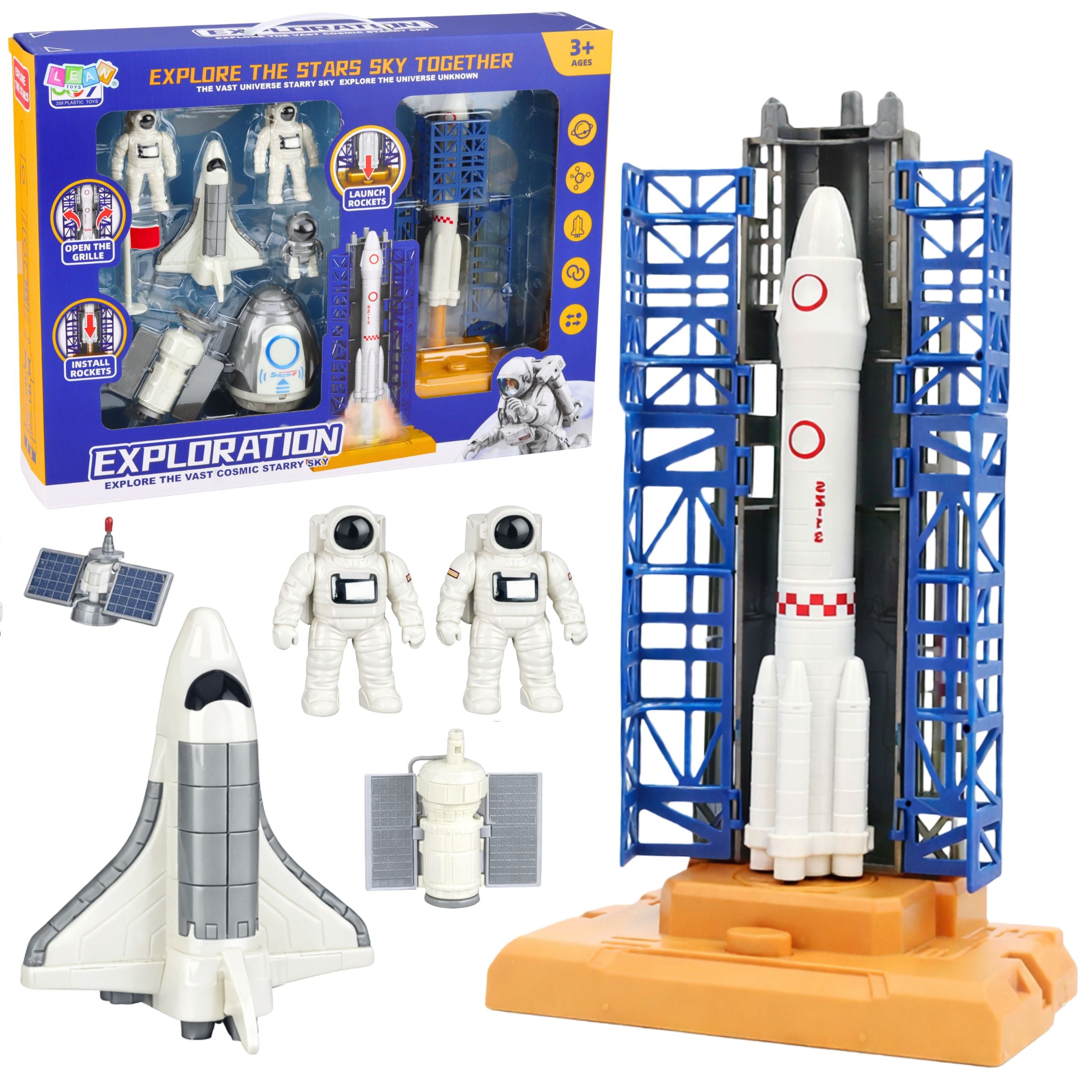 Space Set Cosmonauts Launch Tower Rocket Shuttle