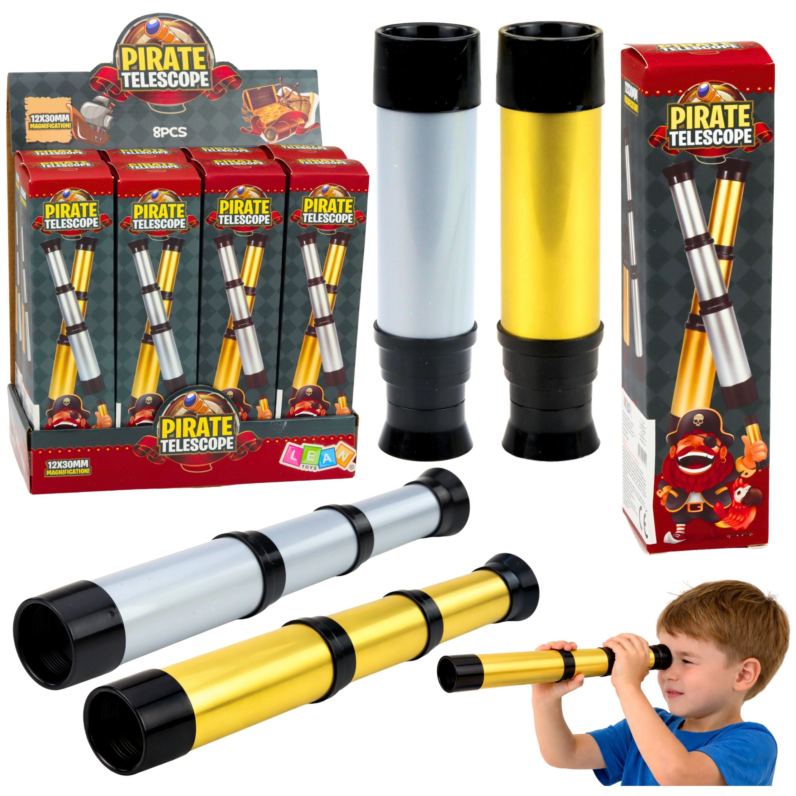 Pirate Telescope Adjustable Telescope Magnification 12 X 30 Mm