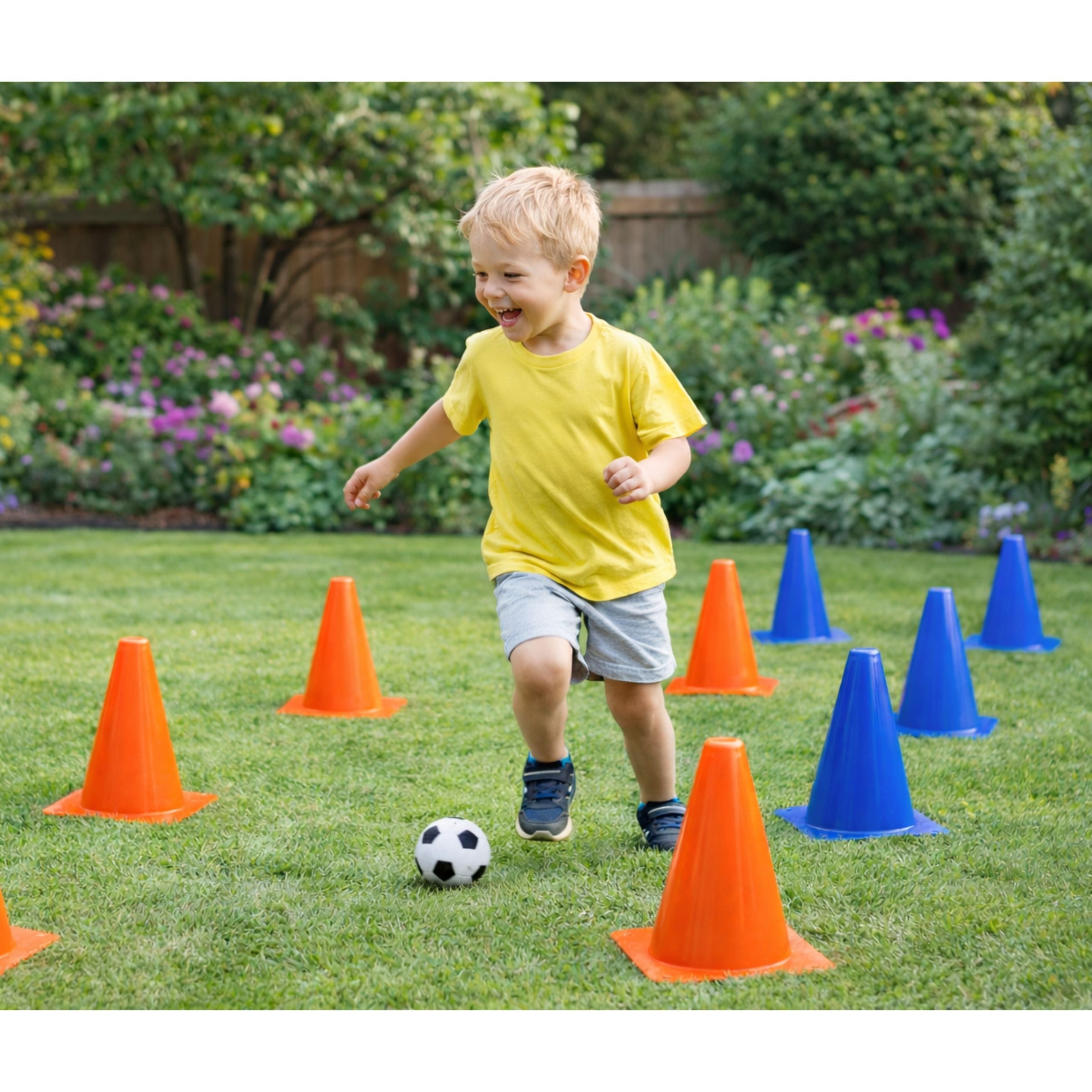 Set Of Training Cones With Ball Blue Orange 8 Pcs.