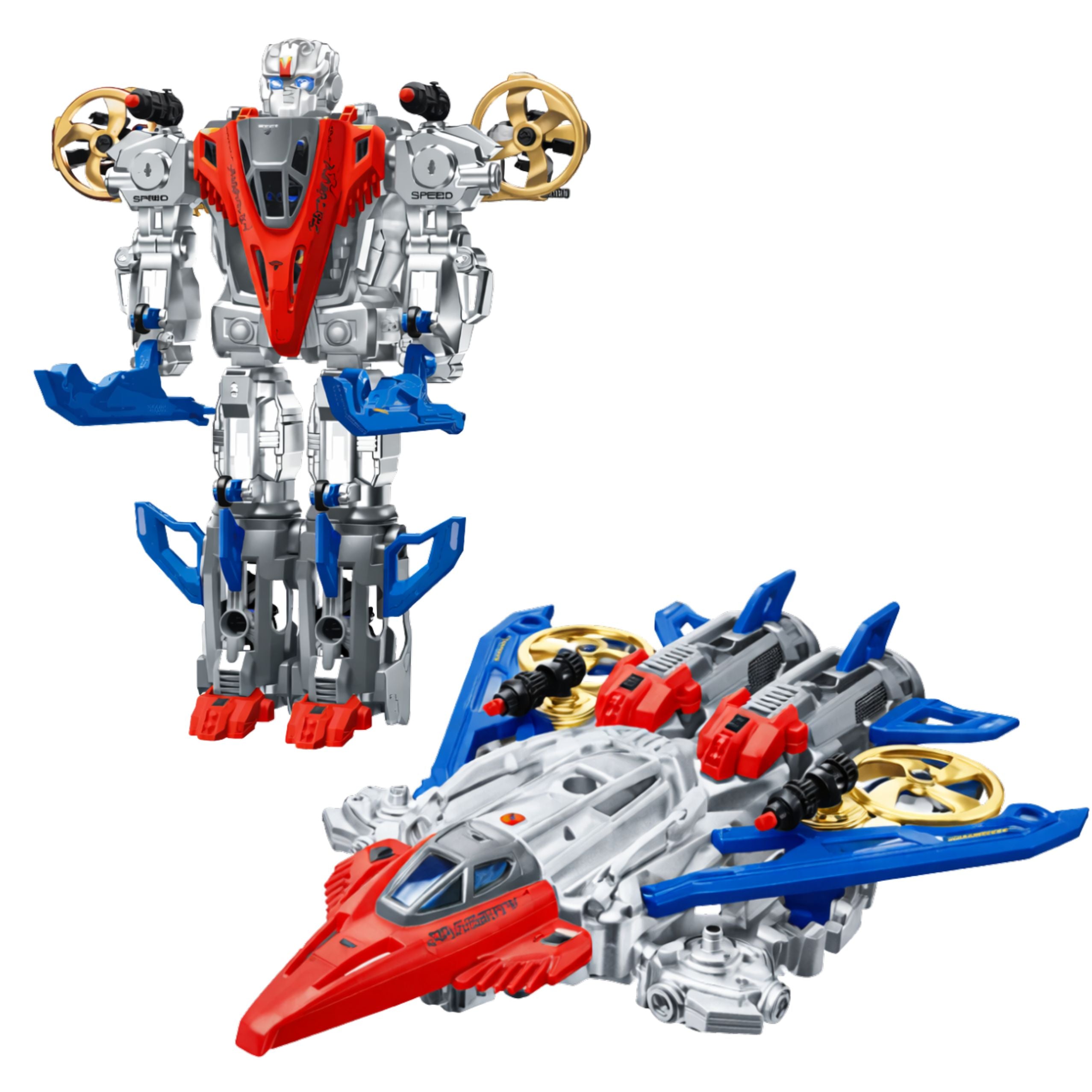 Robot Fighter Combat 2 In 1 Lights Sounds Red-blue 29 Pcs.