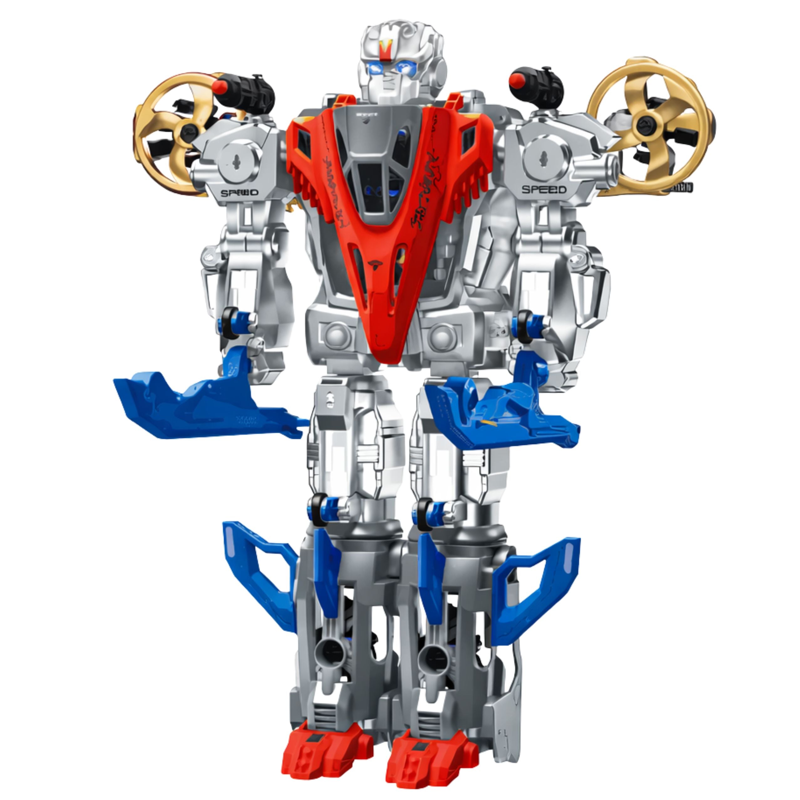 Robot Fighter Combat 2 In 1 Lights Sounds Red-blue 29 Pcs.