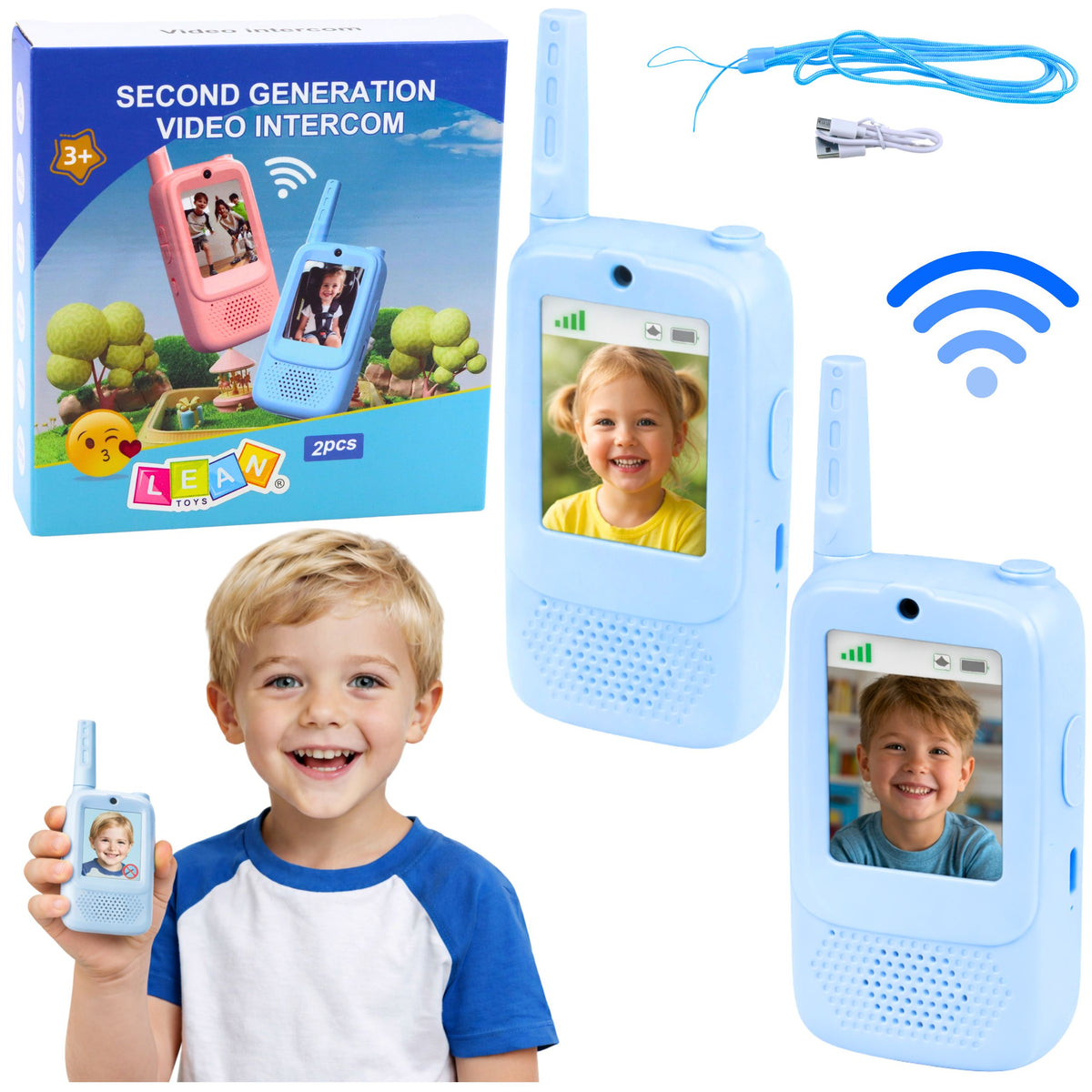 Walkie Talkies For Kids Video Talk Recording Camera Blue