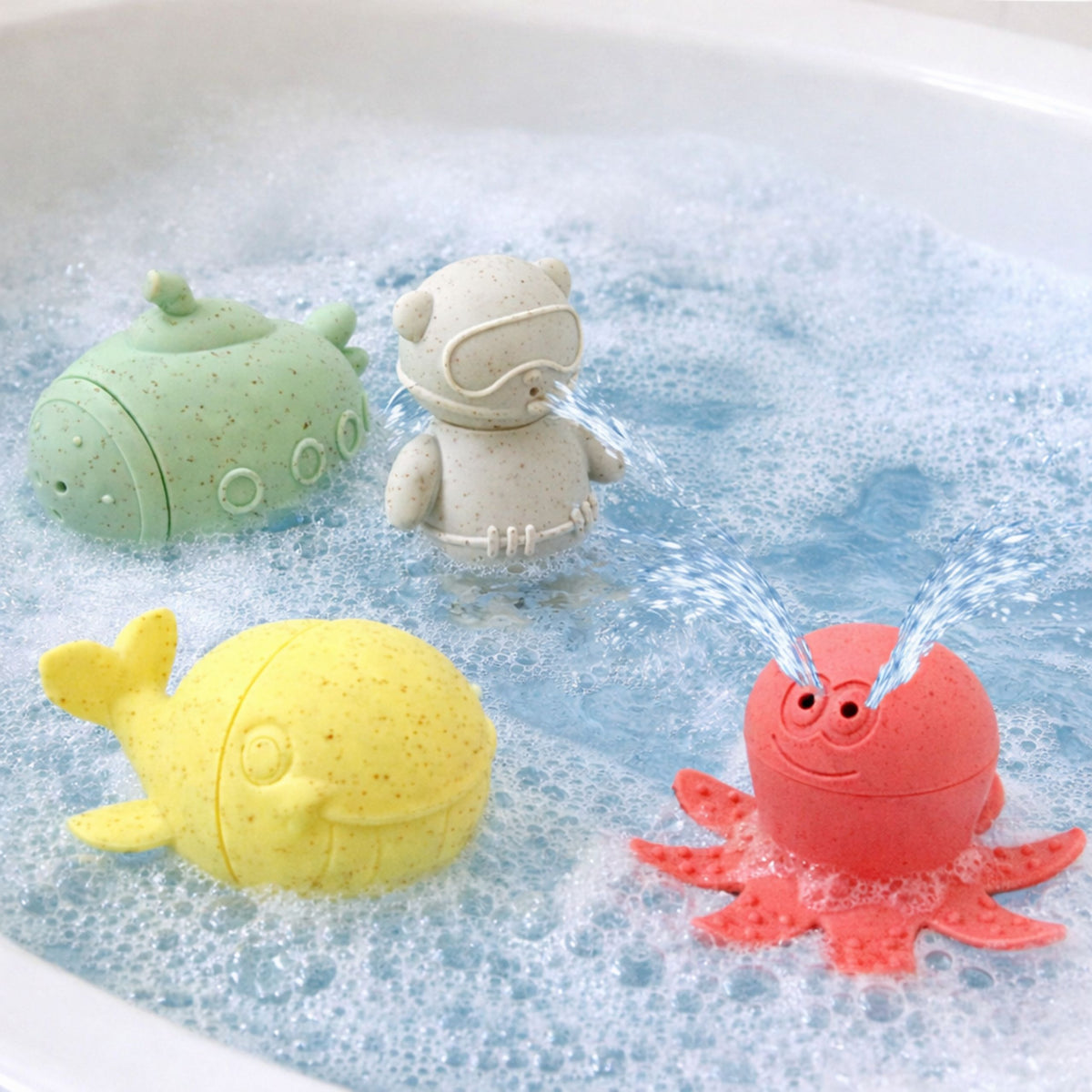 Brinquedos educativos para banho Figuras de borracha sensorial Pastel 4 peças.