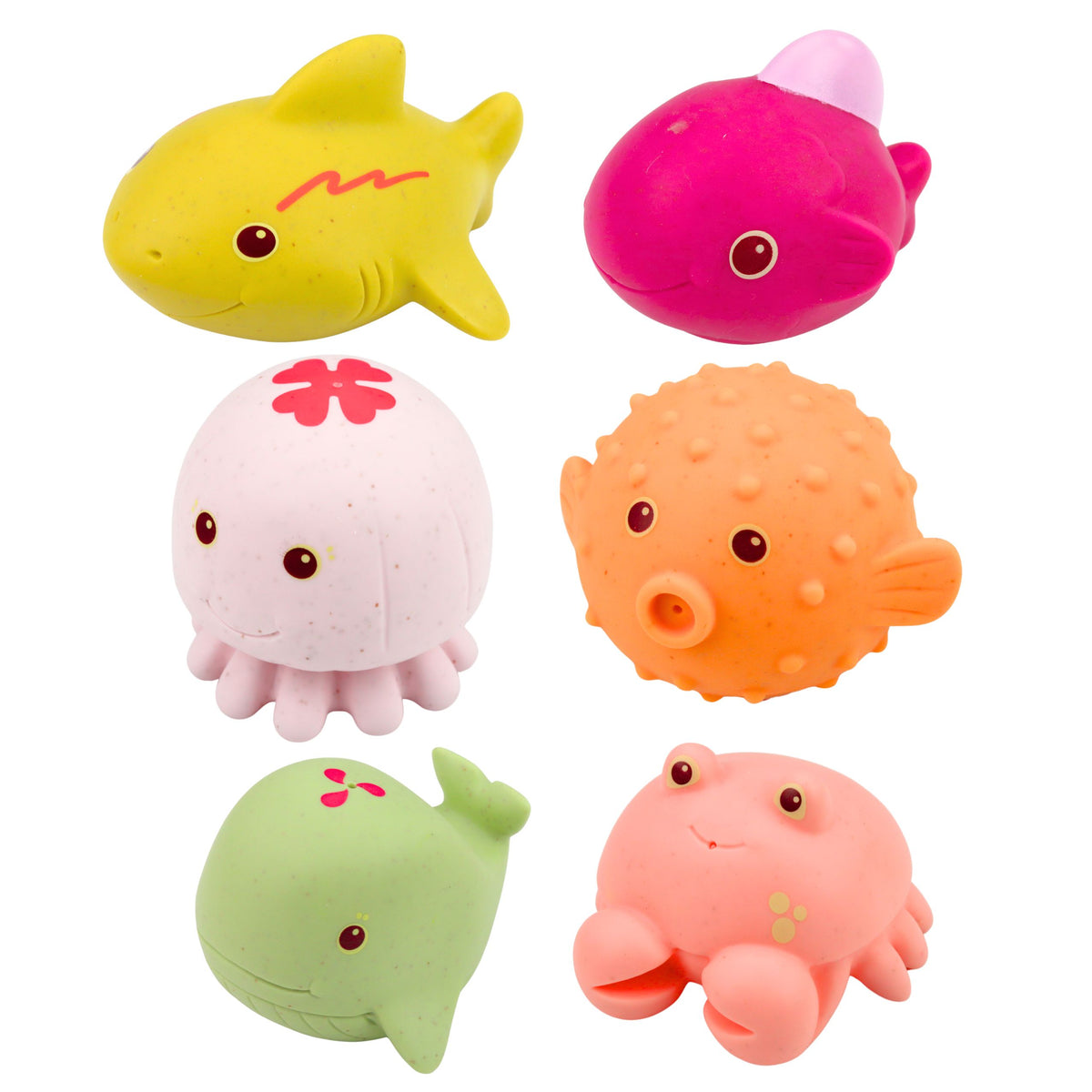 Set Of 6 Educational Rubber Sea Animals For Bathing And Fun.