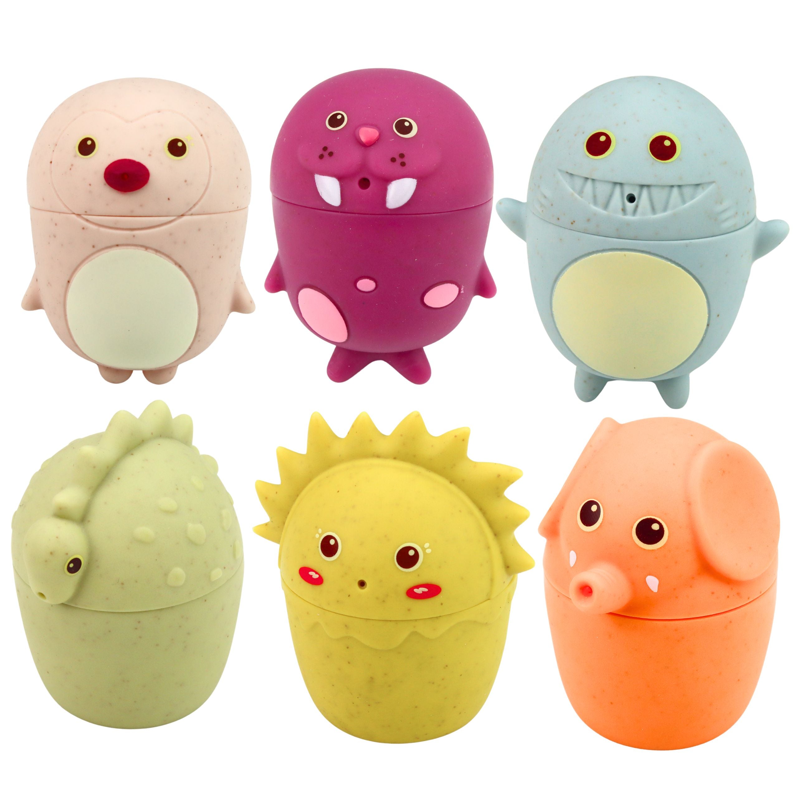 Educational Bath Toys Sensory Rubber Figures Pastel 6 Pcs.