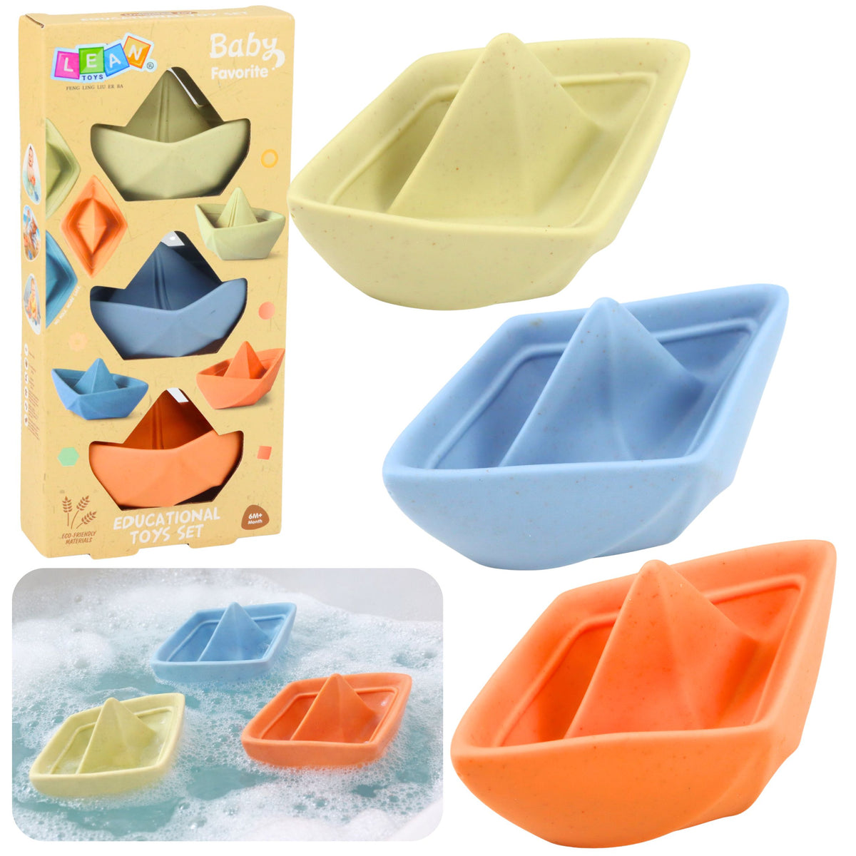 Set Of Rubber Boats For Bathing Fun For Toddlers Pastel 3 Pcs.