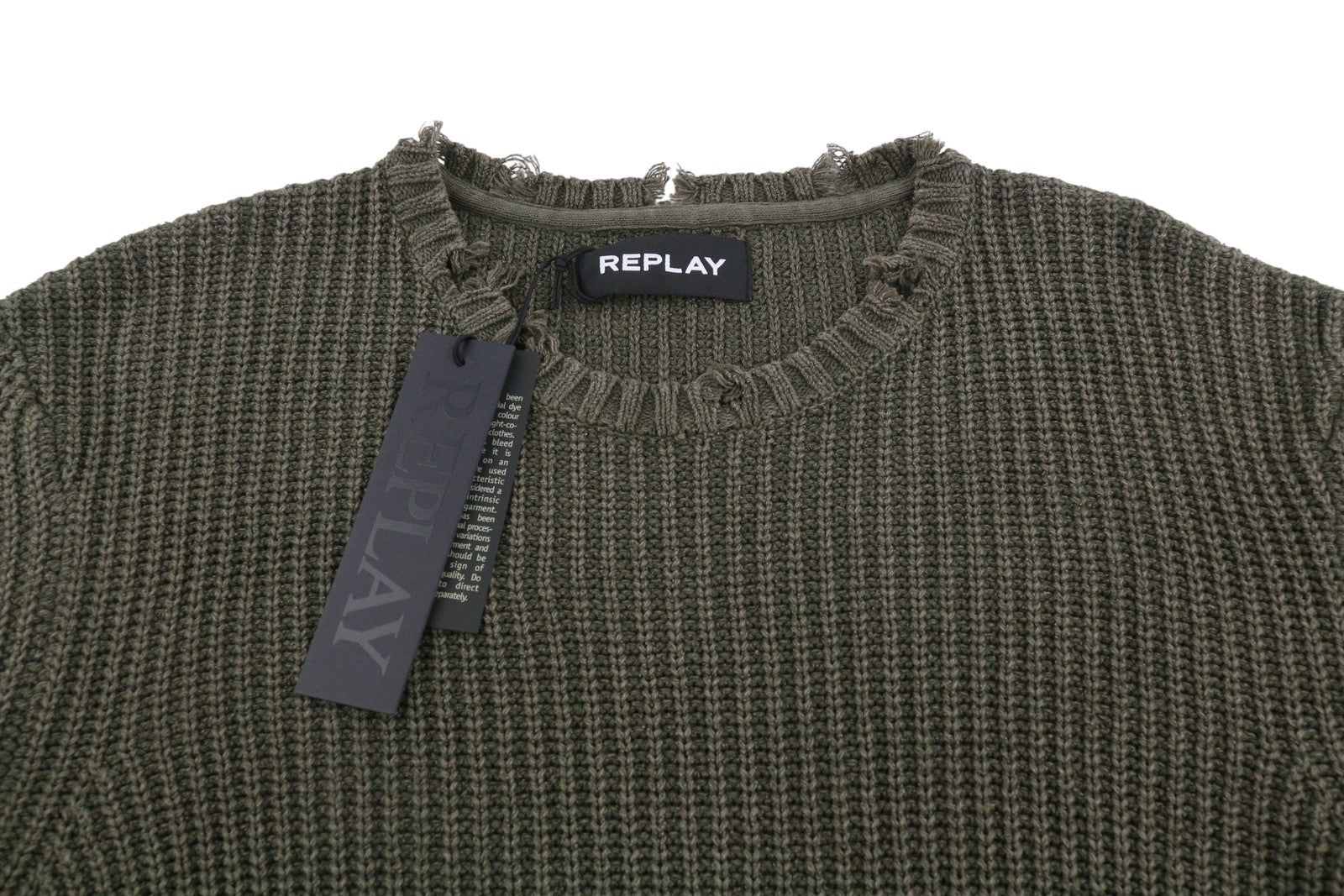 Khakifarbener Baumwollpullover