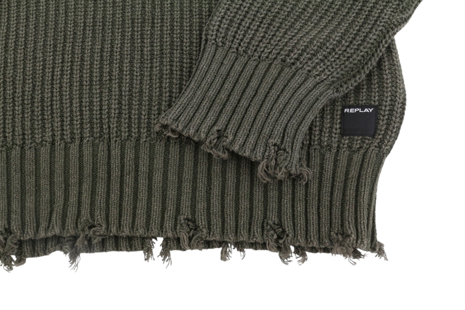 Khakifarbener Baumwollpullover