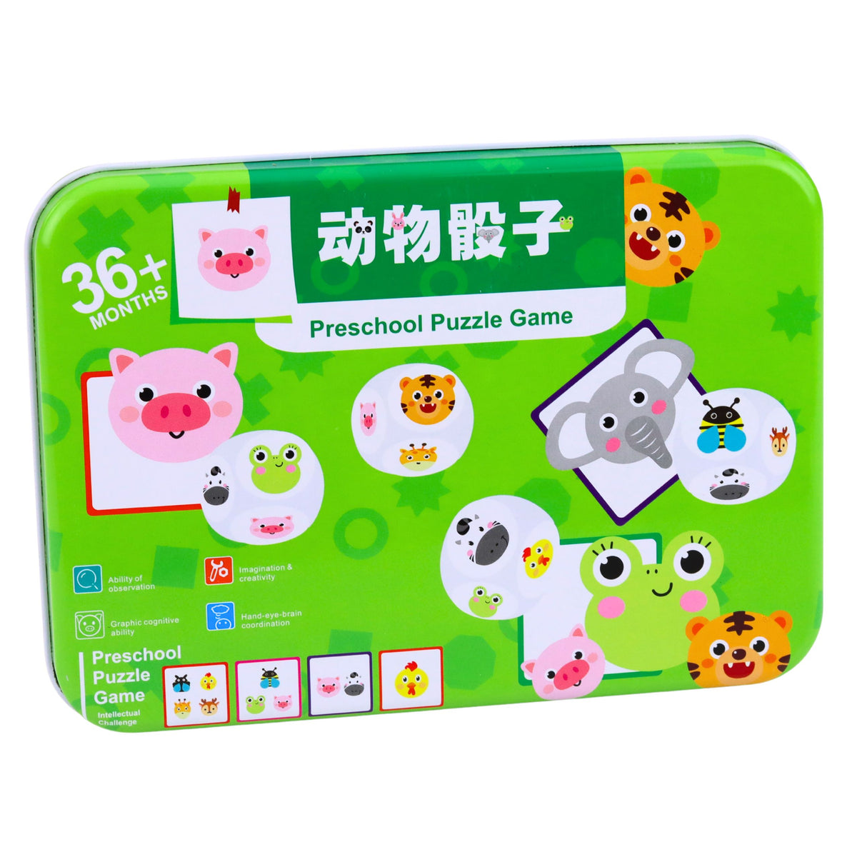 Educational Game For Kids Match Animals Wooden Dice Cards