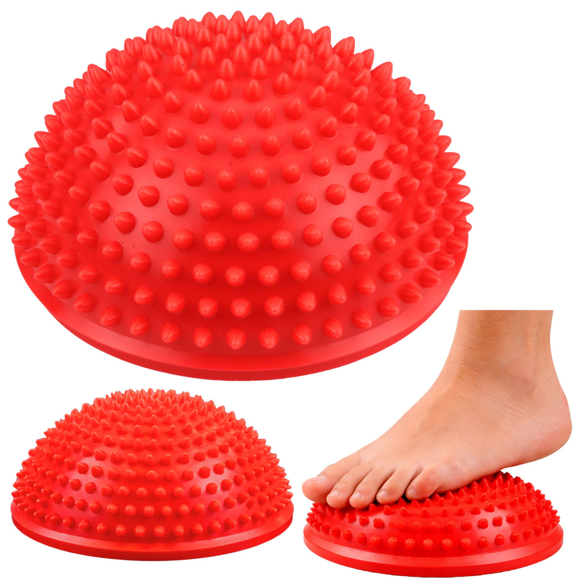 Senzorická pologuľa na masážne a balančné cvičenia červená 16 cm