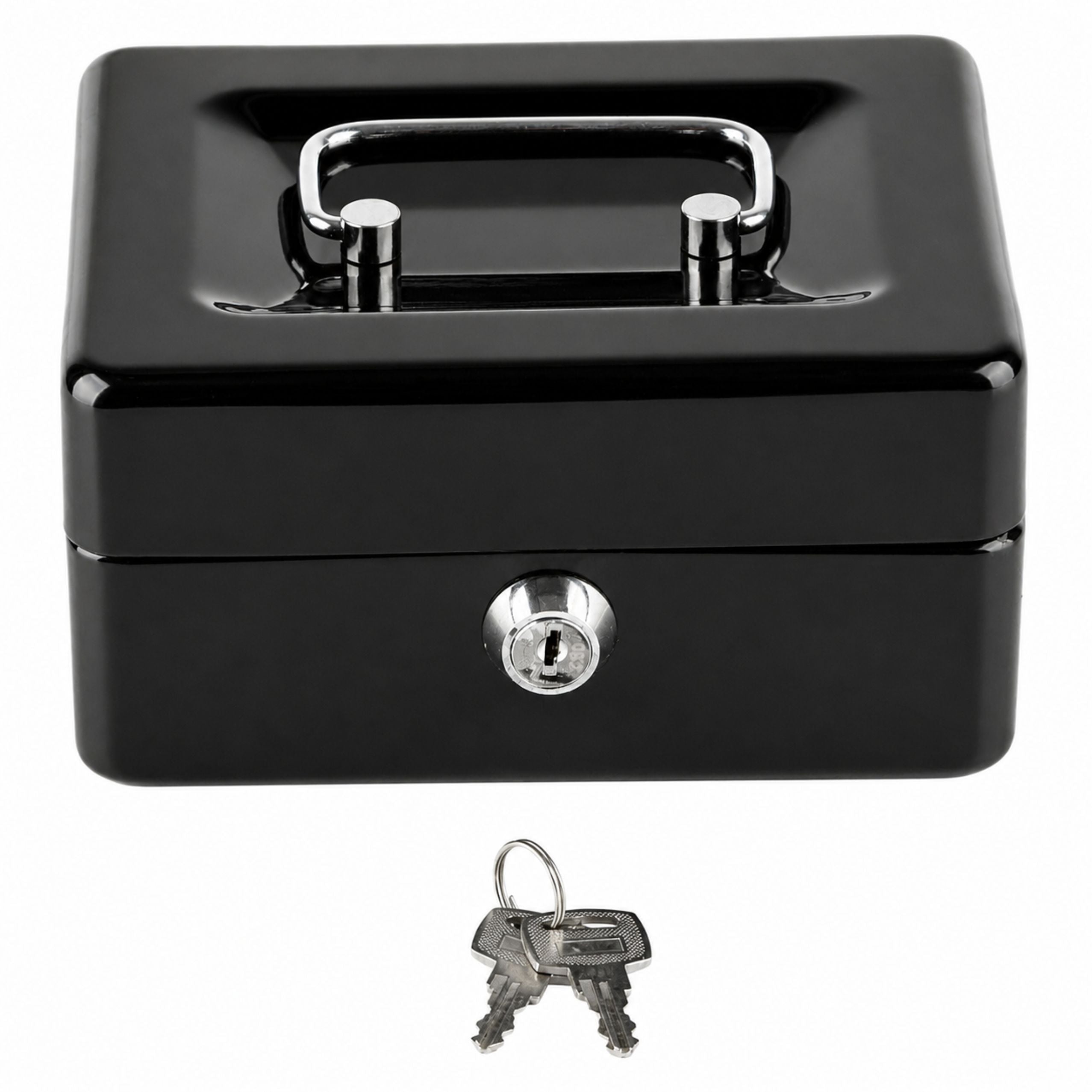 Small Metal Money Box Safe With Key Locker Black 13x10 Cm