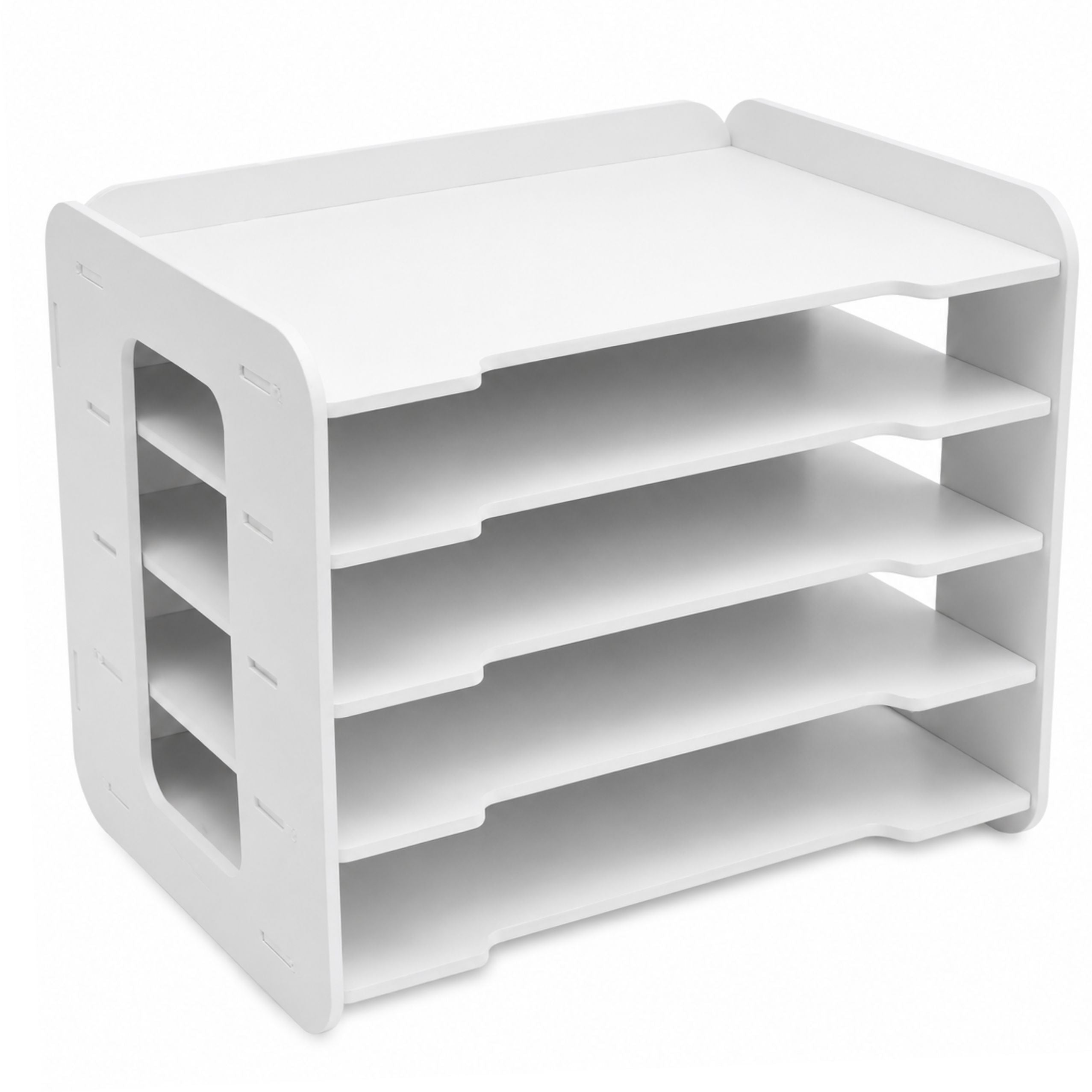 Office Organizer For Desk Wooden Shelves For A4 Documents White