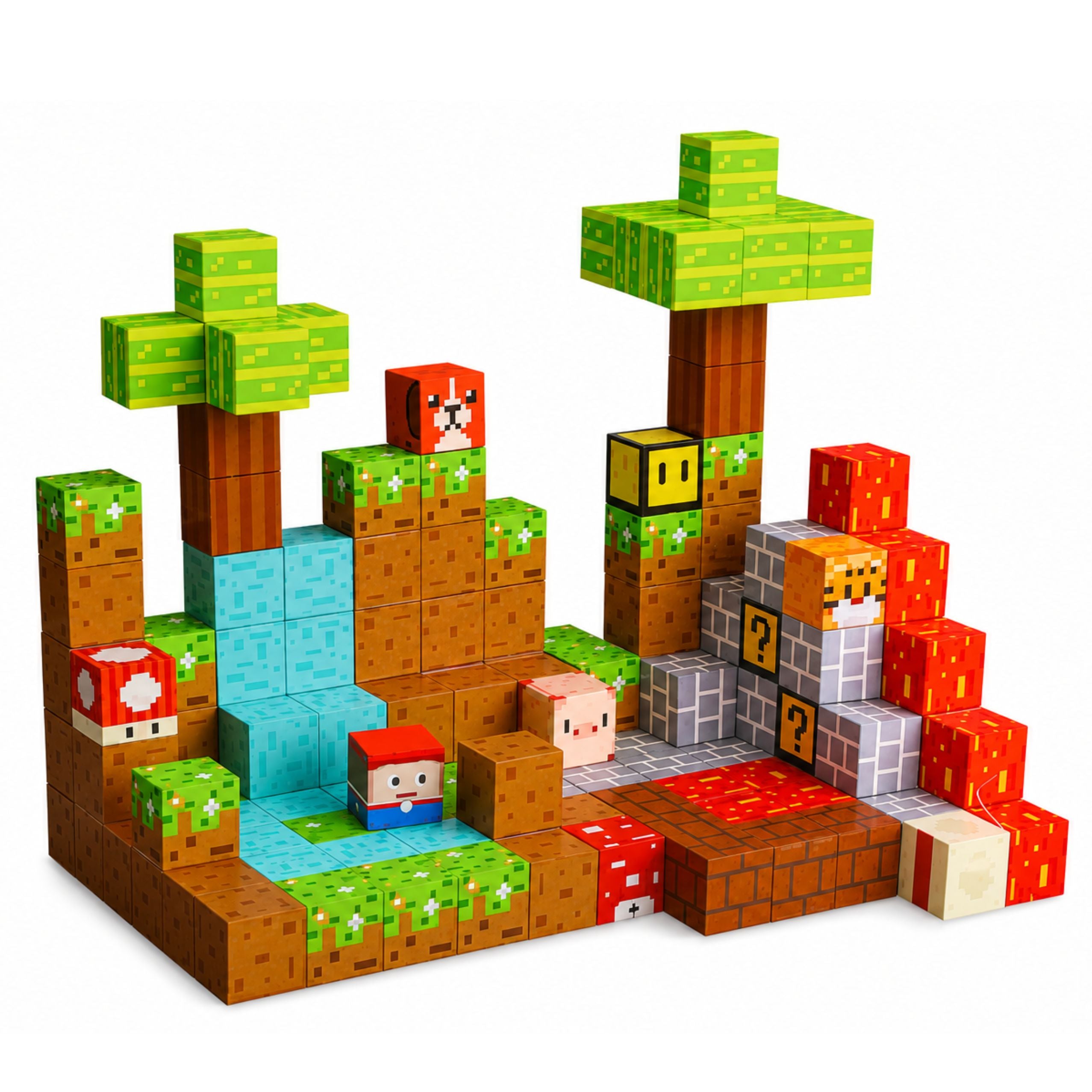 Magnetic Construction Blocks Pixel World Colored Cubes 146 Pcs.