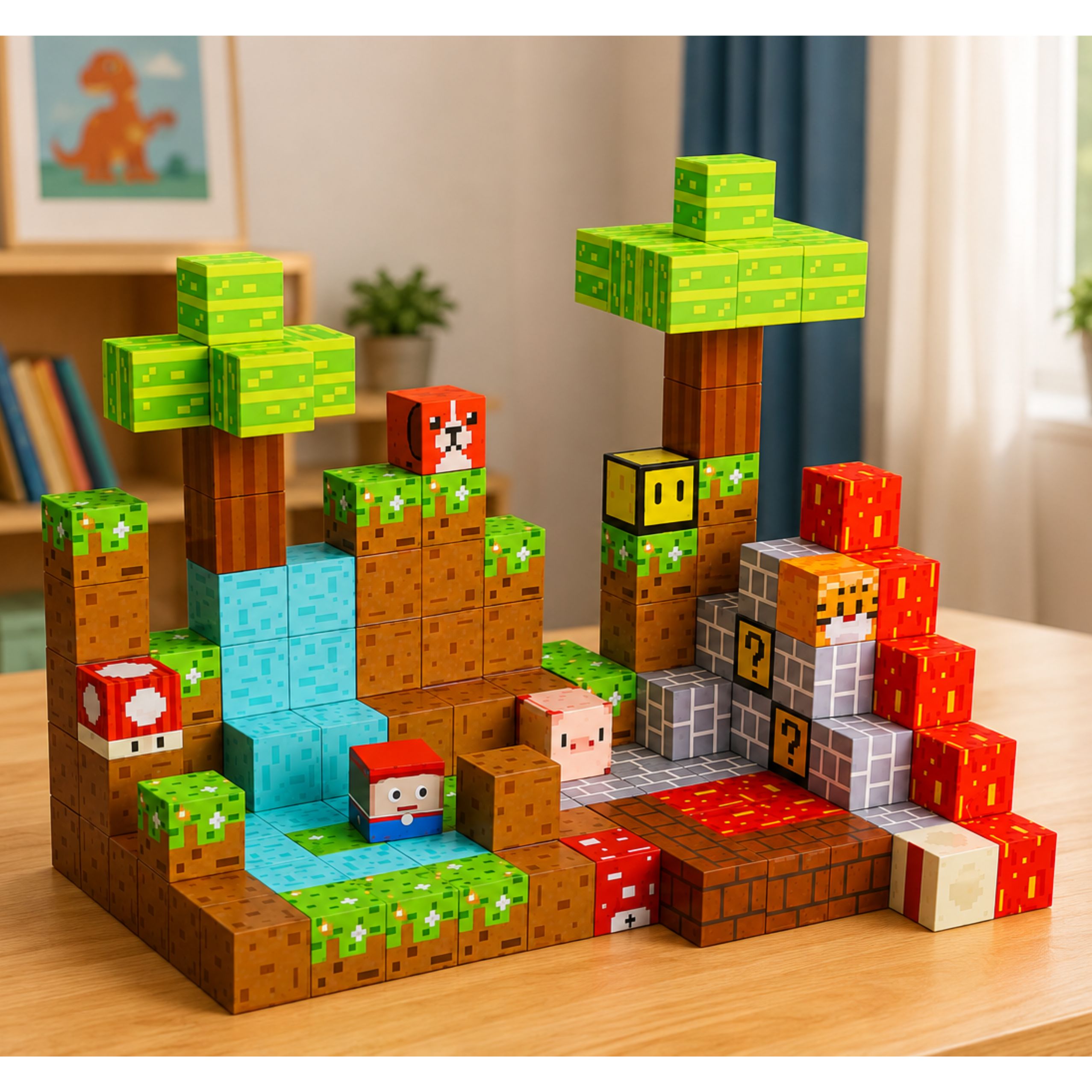 Magnetic Construction Blocks Pixel World Colored Cubes 146 Pcs.