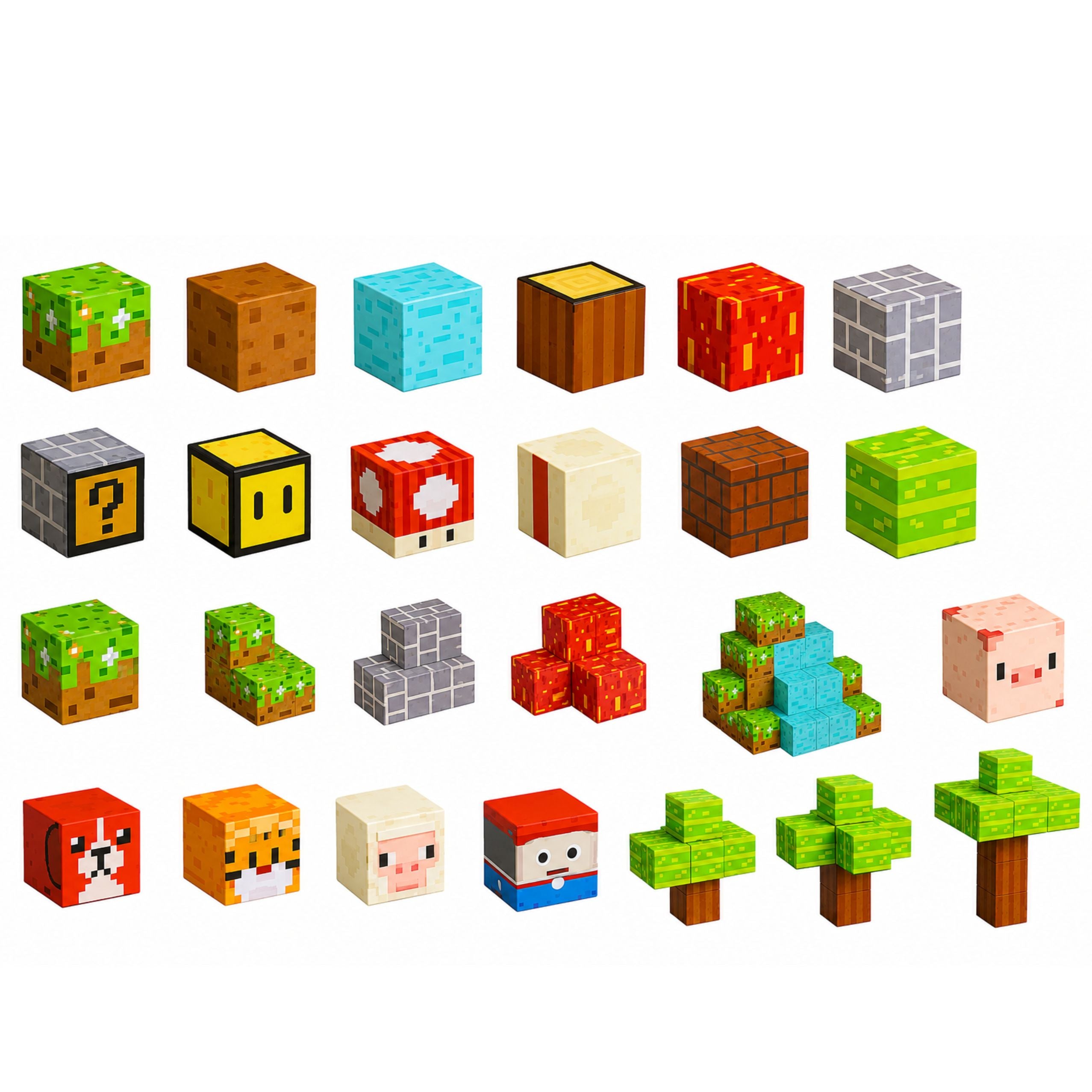 Magnetic Construction Blocks Pixel World Colored Cubes 146 Pcs.