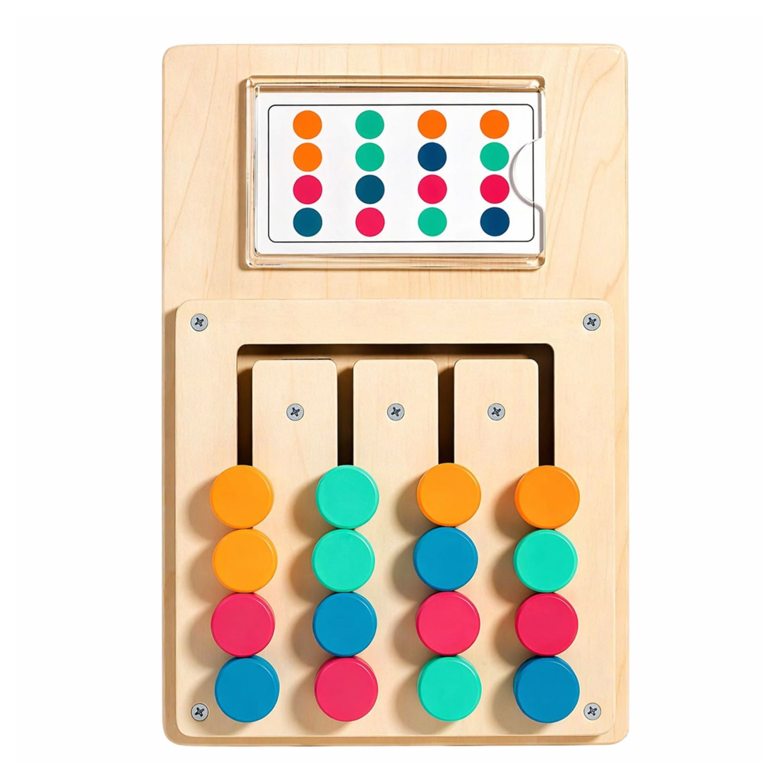 Wooden Logic Game Color Matching Puzzle Cards With Patterns 12pcs
