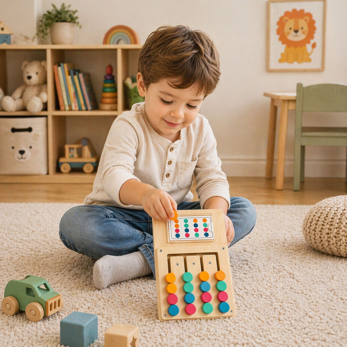 Jeu de logique en bois, cartes de Puzzle de correspondance des couleurs avec motifs, 12 pièces