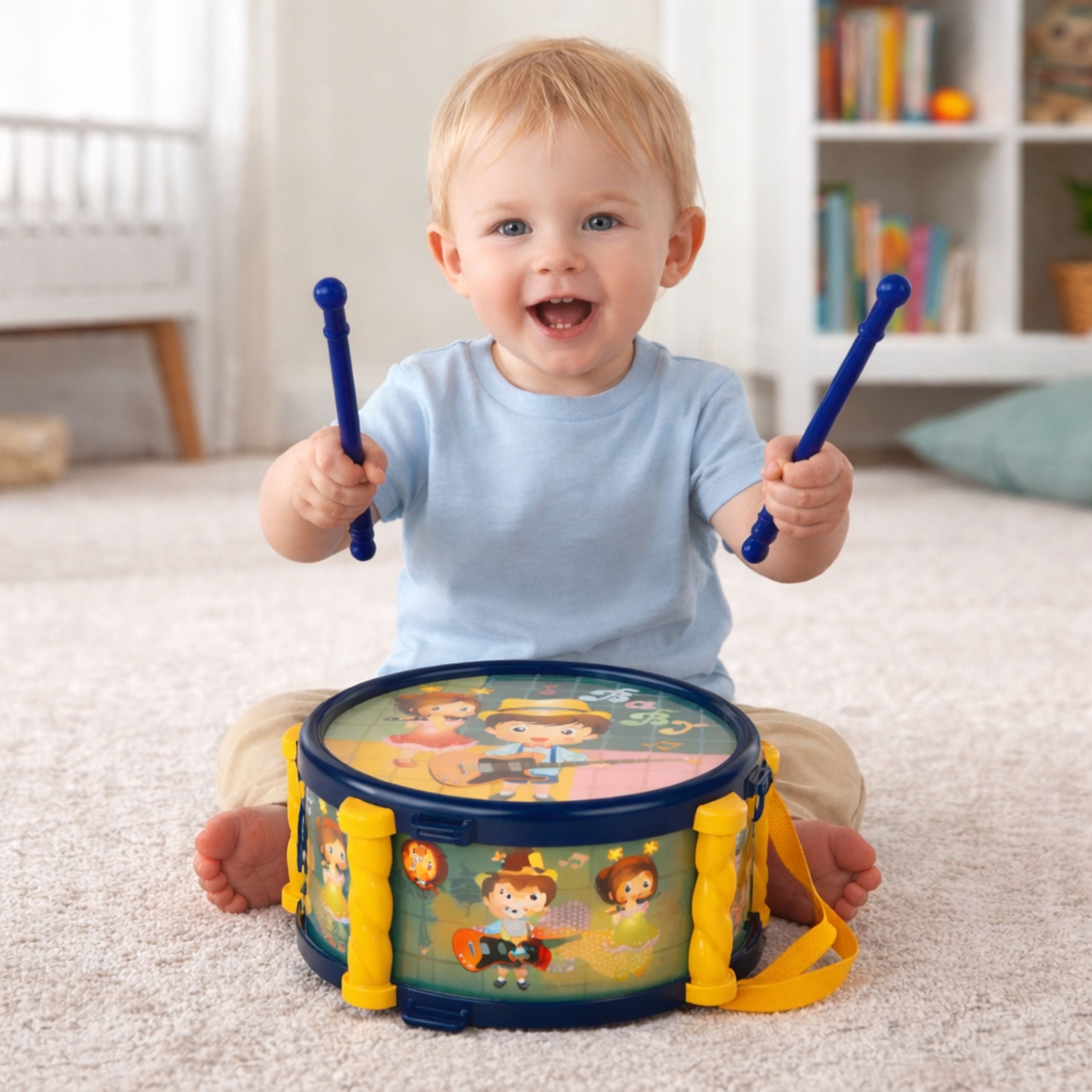 Musikinstrumenten-set Für Kinder: Trommel Trompete Rasseln Stöcke