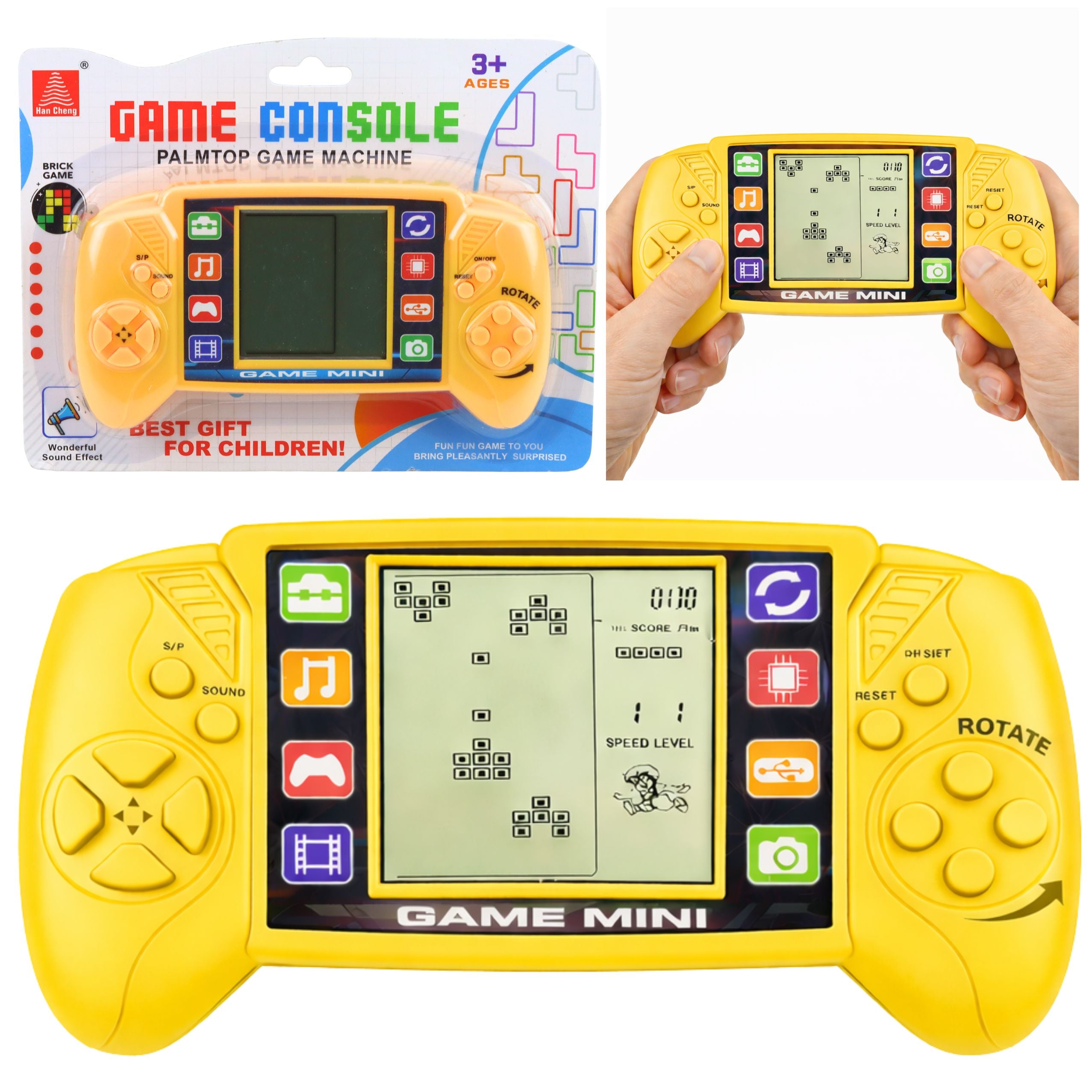 Electronic Game Console Tetris Portable Lcd Yellow