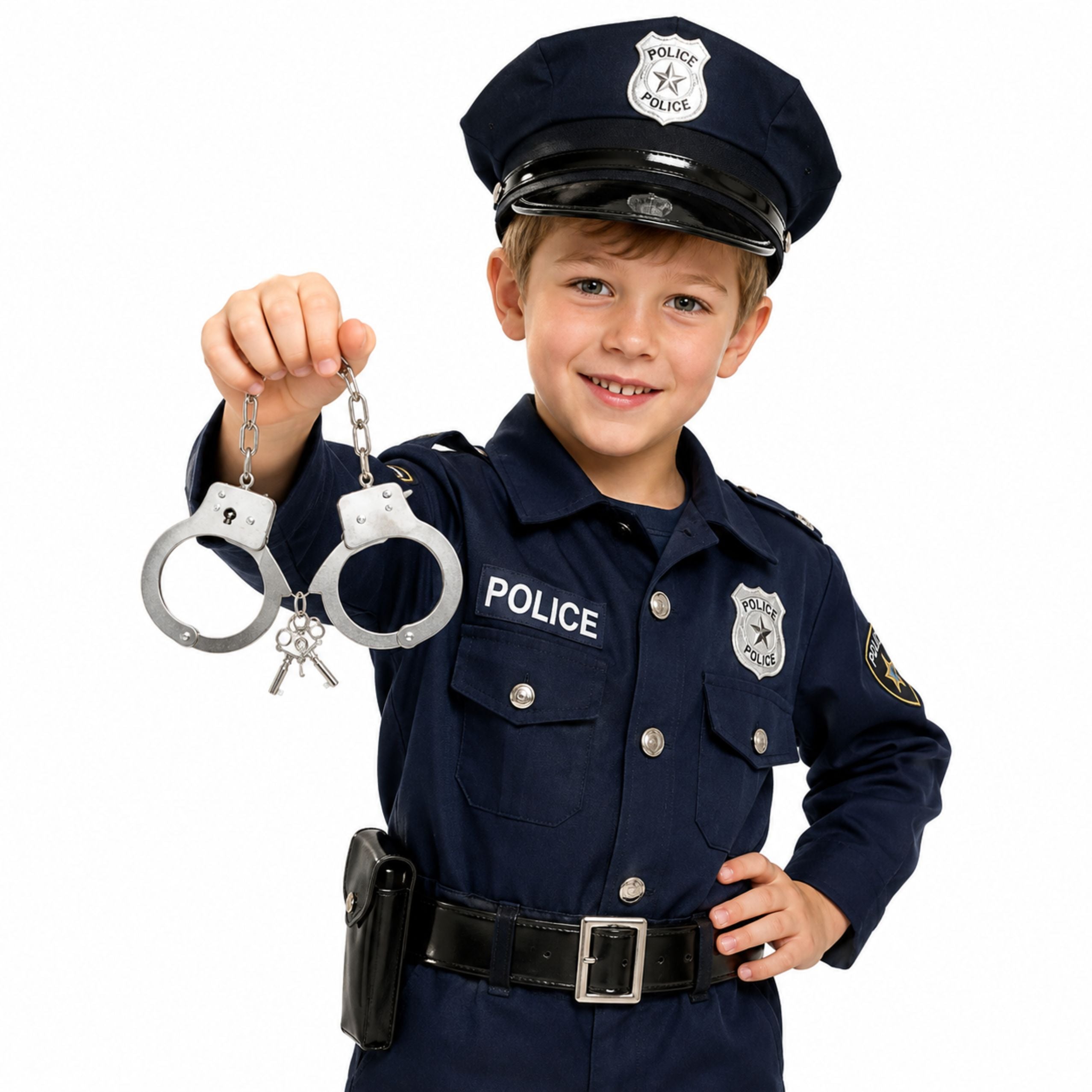 Handcuffs For A Little Policeman Metal With Keys For Children Silver