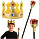 King Costume Accessories Set Crown Scepter For Kids Gold