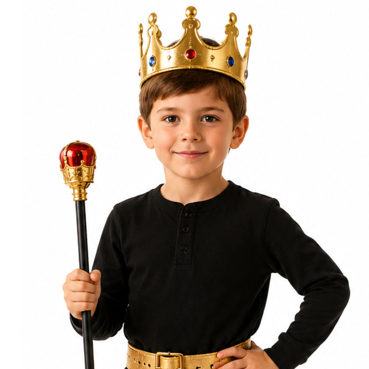 Kung Kostym Accessoarer Set Kronscepter För Barn Guld