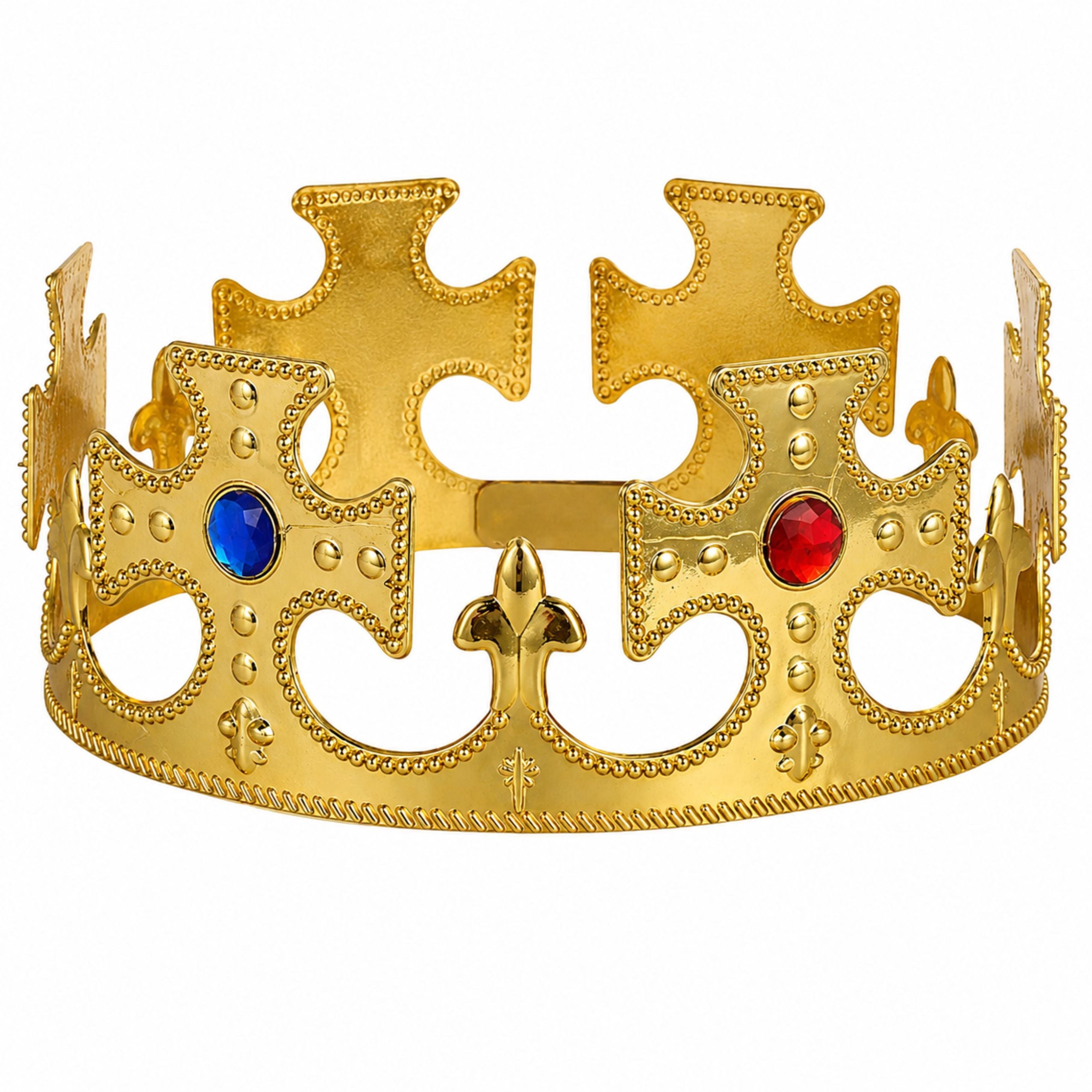 Königskrone, verstellbar für Königskönigin-Kostüm, Gold, 17–20 cm