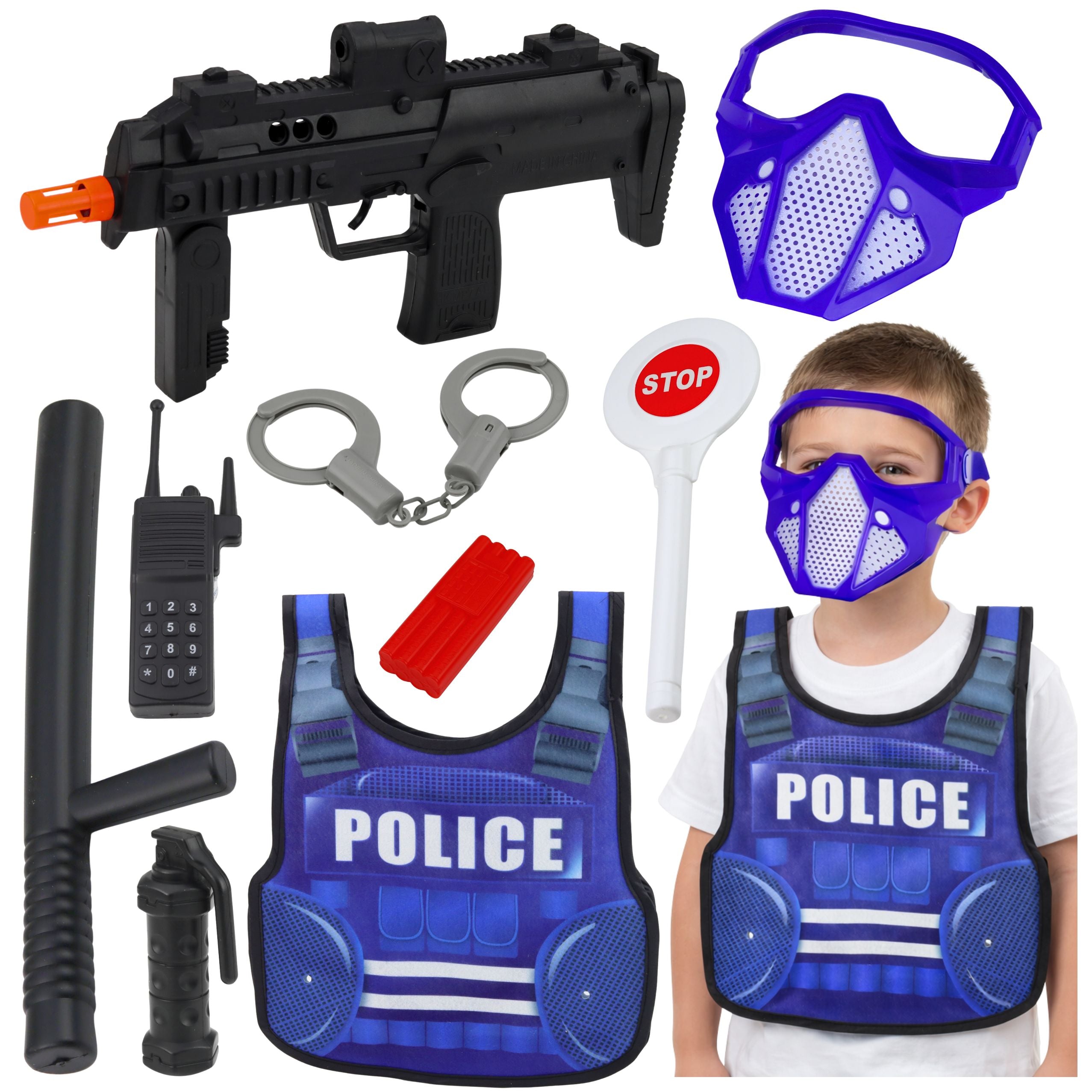 Police Set Vest Rifle Mask Walkie-talkie Accessories