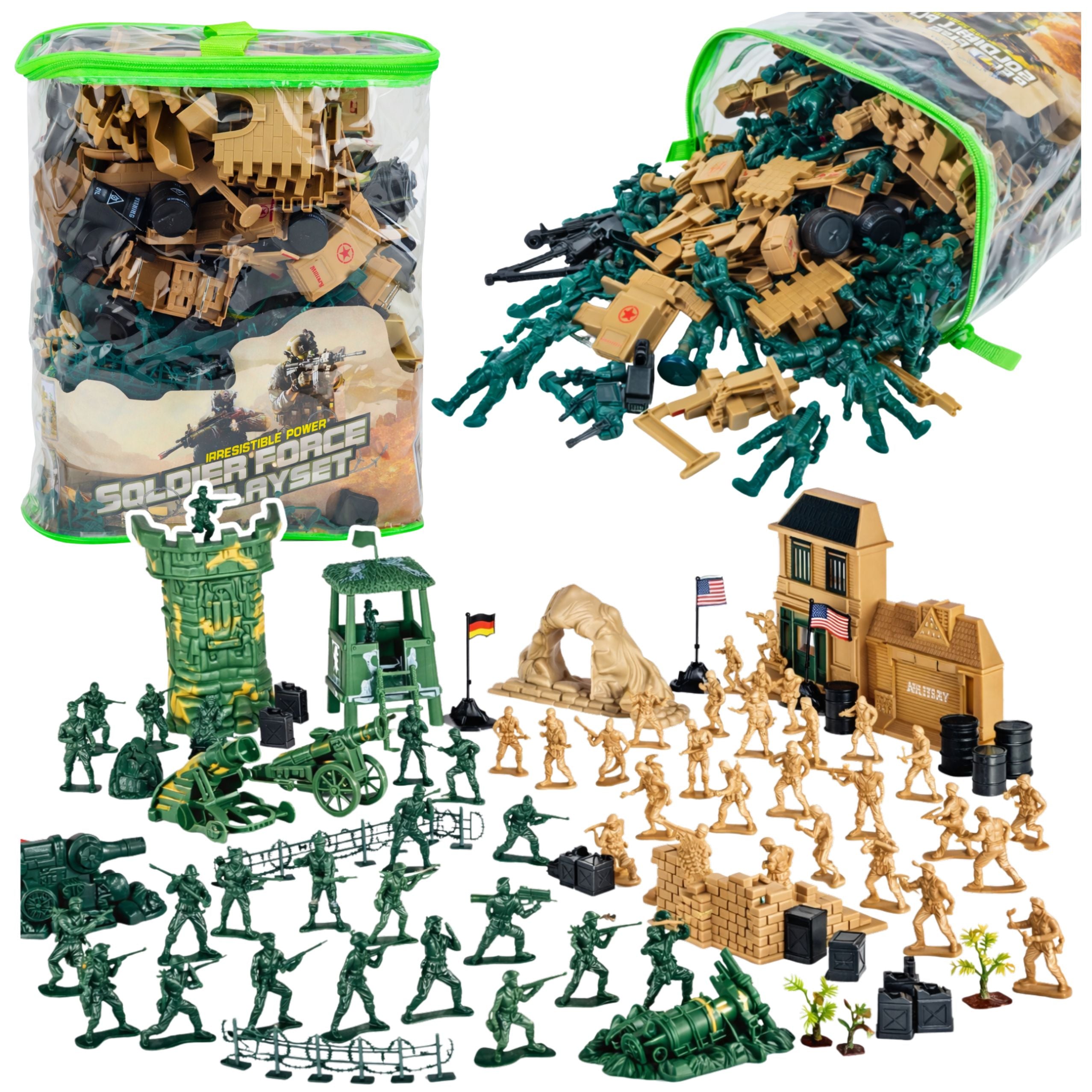 Military Base Figures Soldiers Vehicles Large Military Set 400 Pcs.